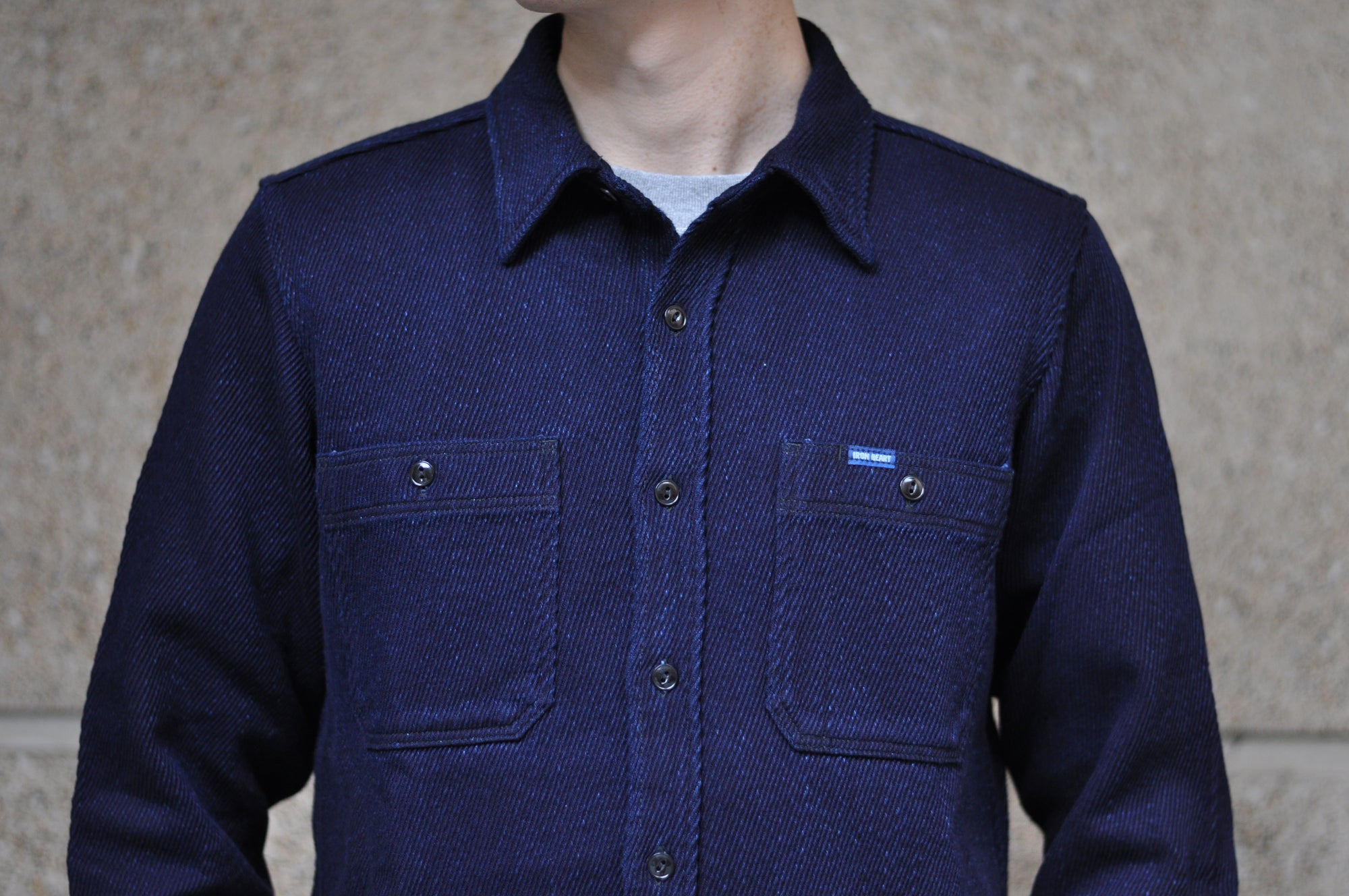 Iron Heart 14oz Heavyweight Indigo Dyed Kersey Work Shirt