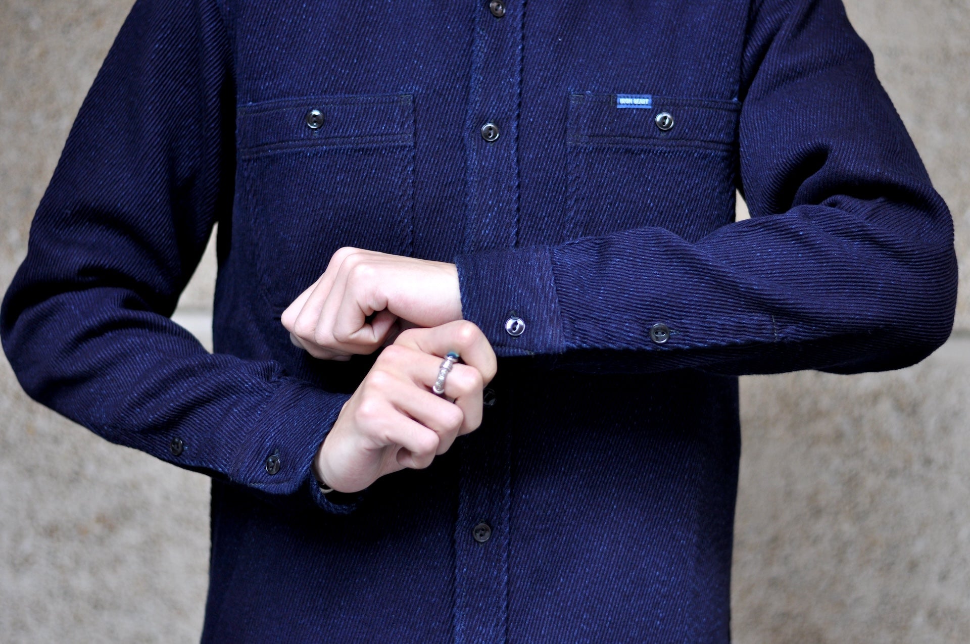 Iron Heart 14oz Heavyweight Indigo Dyed Kersey Work Shirt