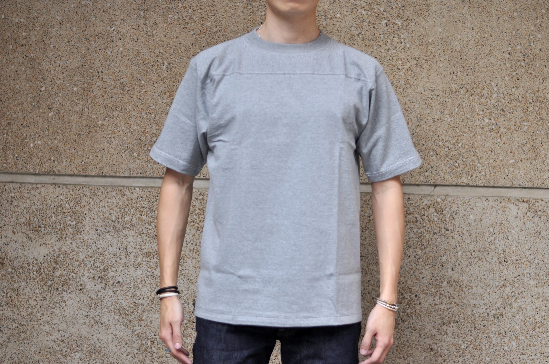 Denime X Warehouse Co. 7oz Loopwheeled Football Tee (Heather Grey)