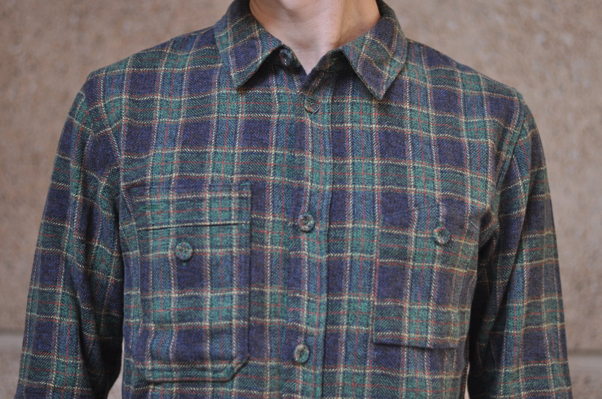 Pure Blue Japan 11oz "Cotton Tweed" Flannel Early Workshirt (Green)