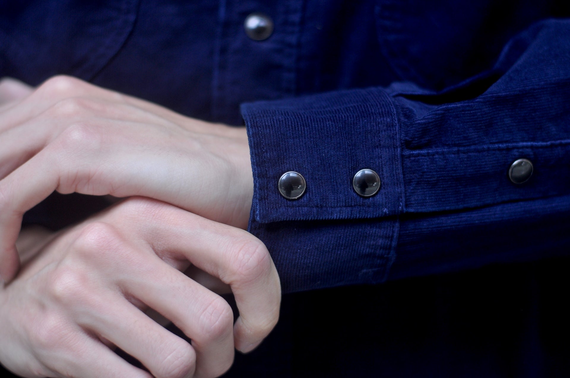 Pure Blue Japan 8oz "Silky-Smooth" Corduroy Western Shirt (Grand Indigo)