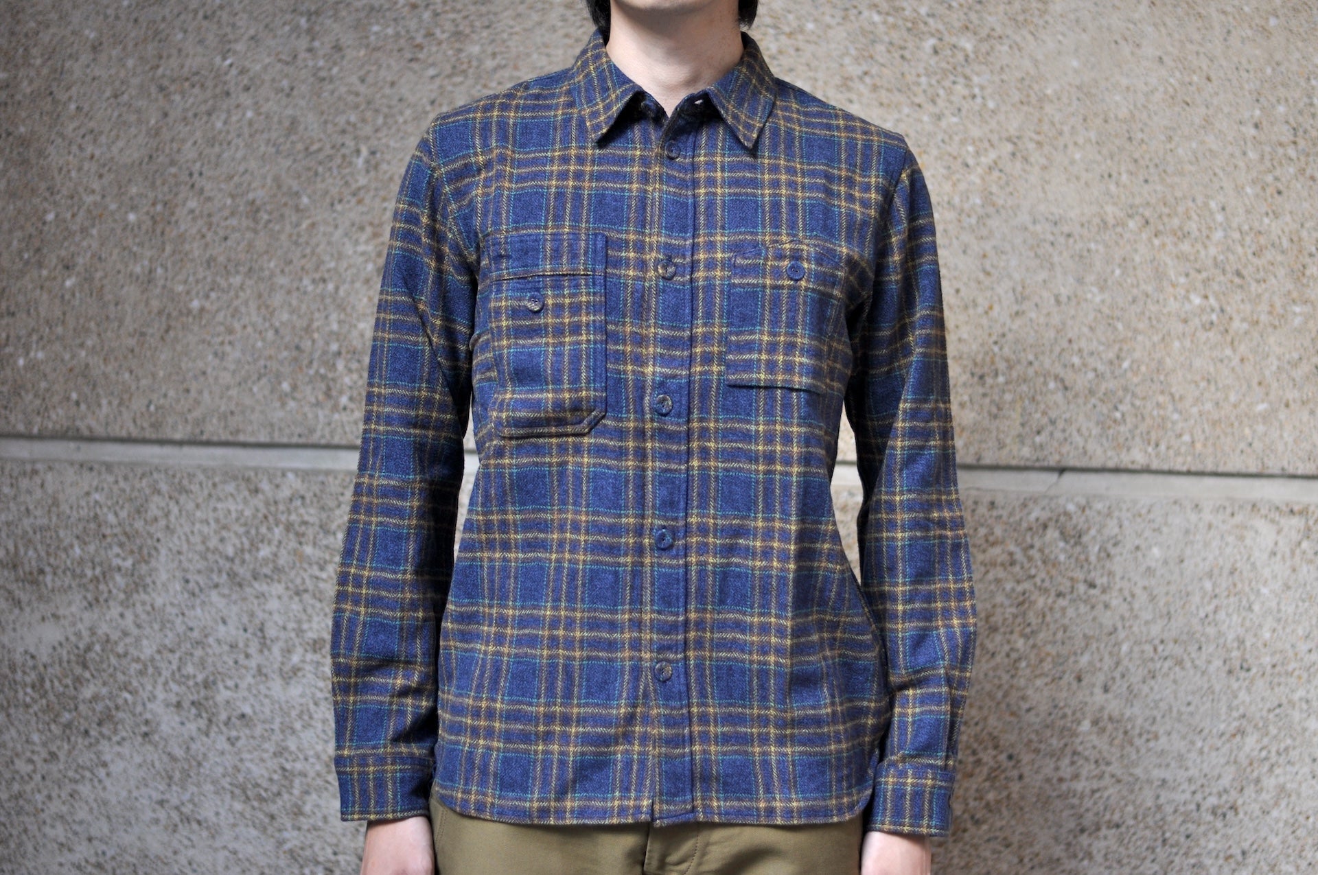 Pure Blue Japan 11oz "Cotton Tweed" Flannel Early Workshirt (Navy)