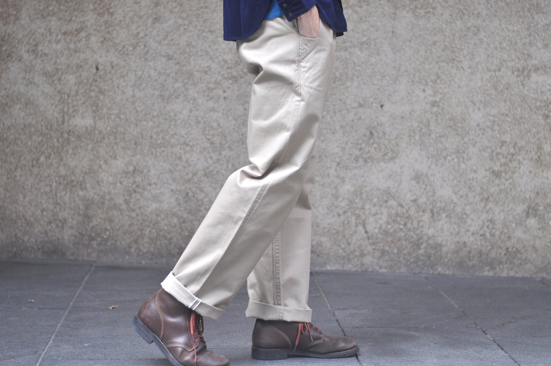 Pure Blue Japan 11oz “Dry-Touch” High-Density Chino Trousers (Light Beige)