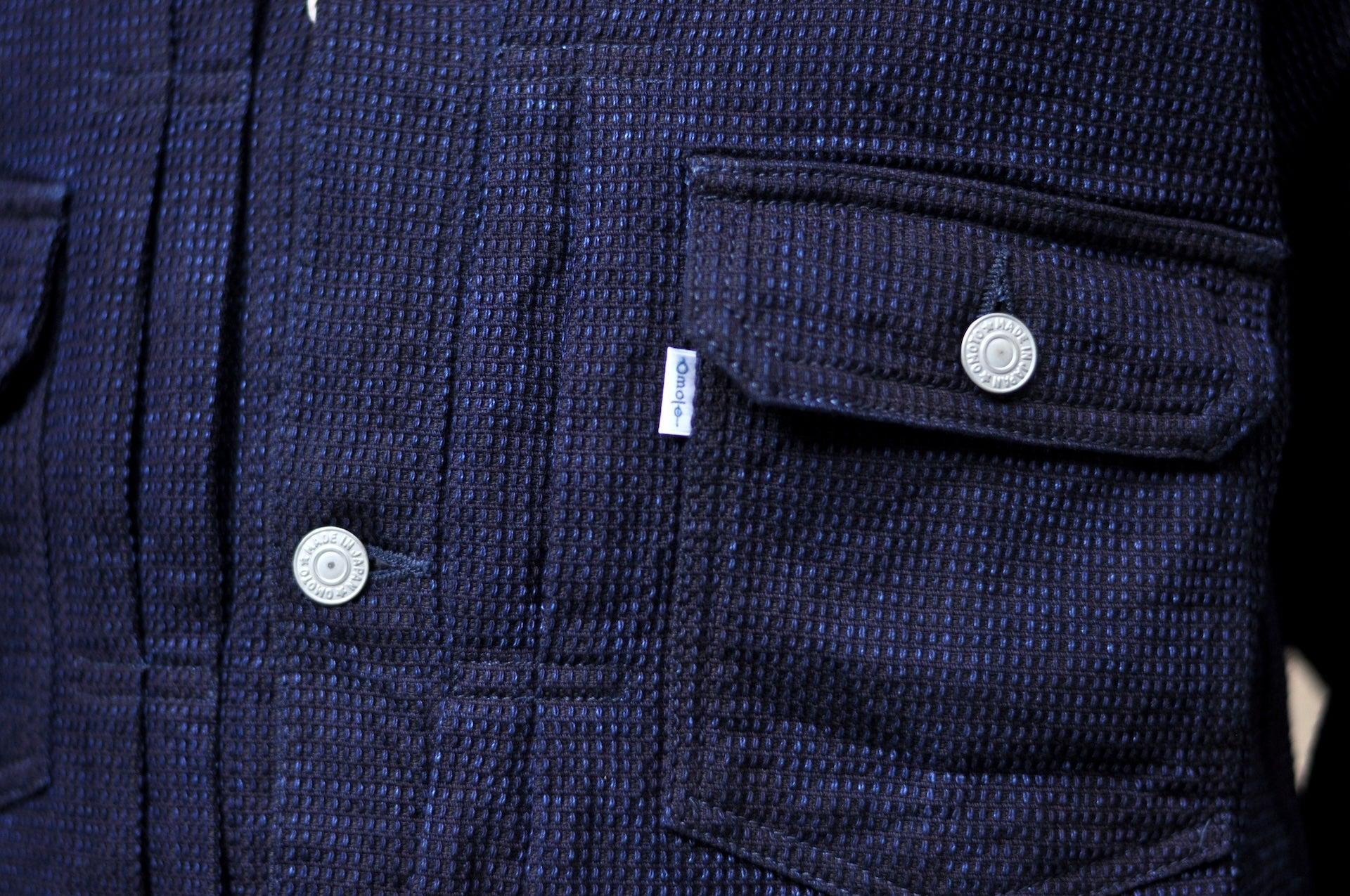 Omoto Denim 12oz Indigo Dyed "Cube Sashiko" Modified Type 2 Jacket