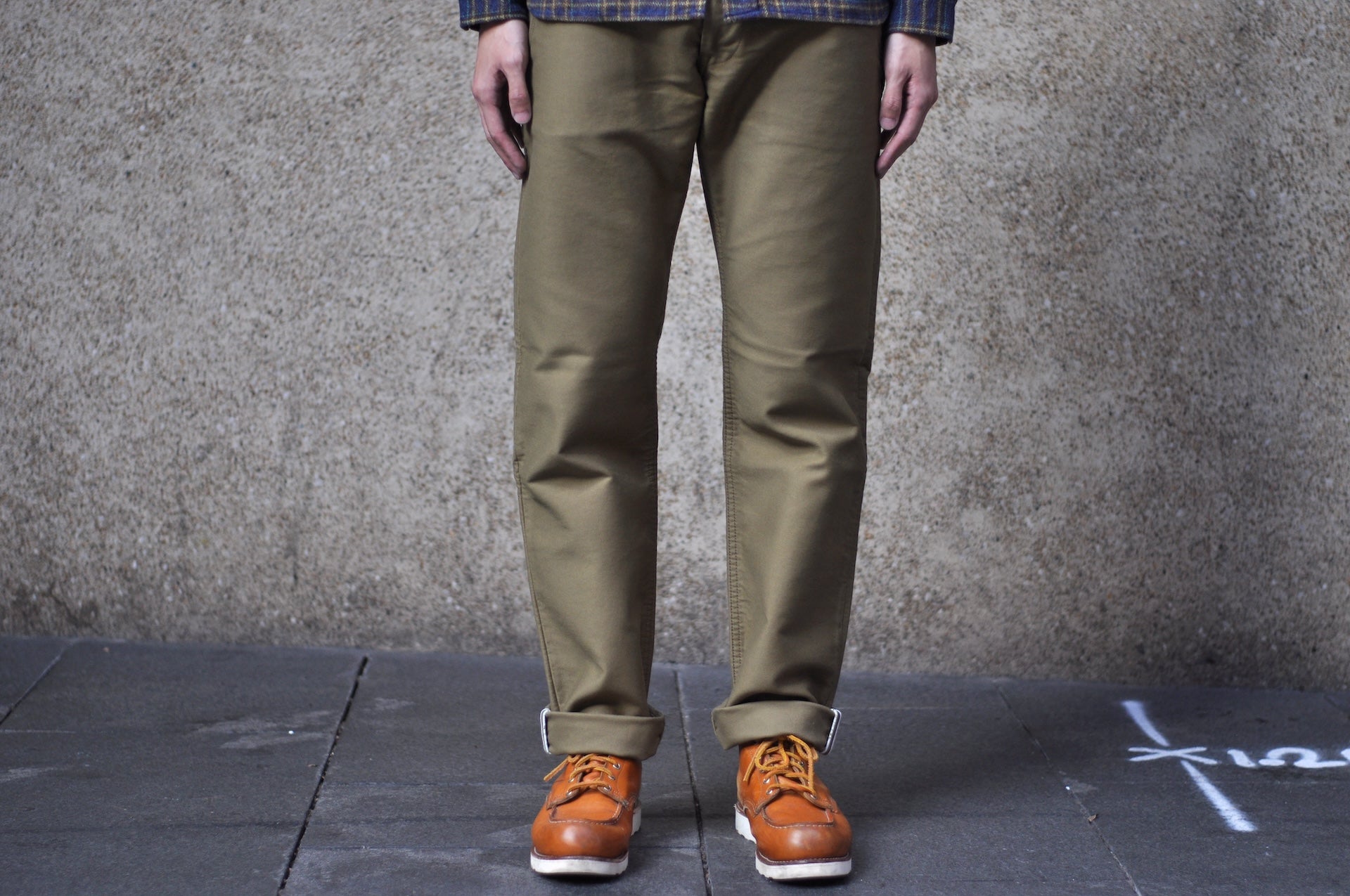 Pure Blue Japan 12oz Moleskin "Worker's Chinos" (Olive)