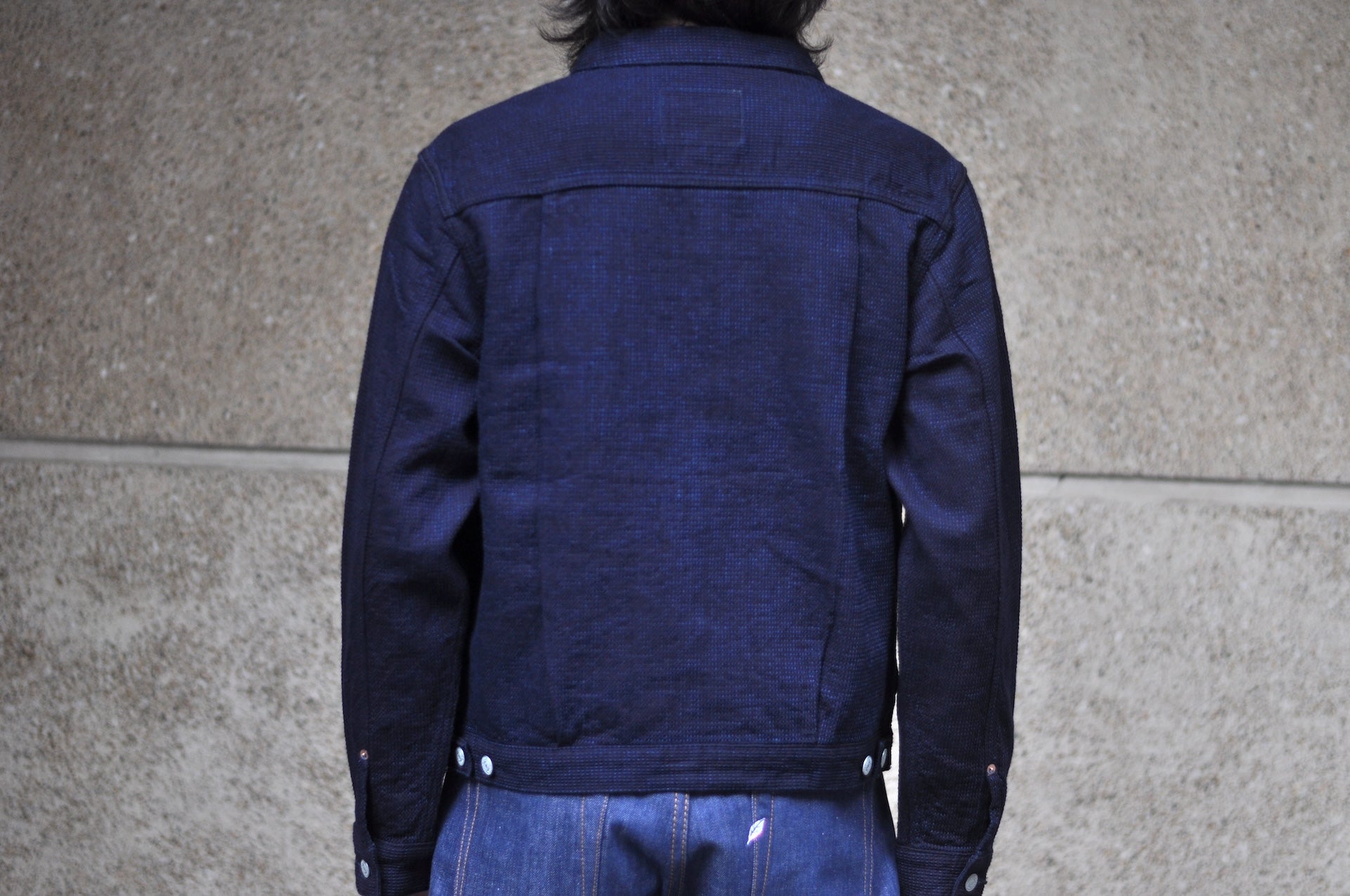 Omoto Denim 12oz Indigo Dyed "Cube Sashiko" Modified Type 2 Jacket