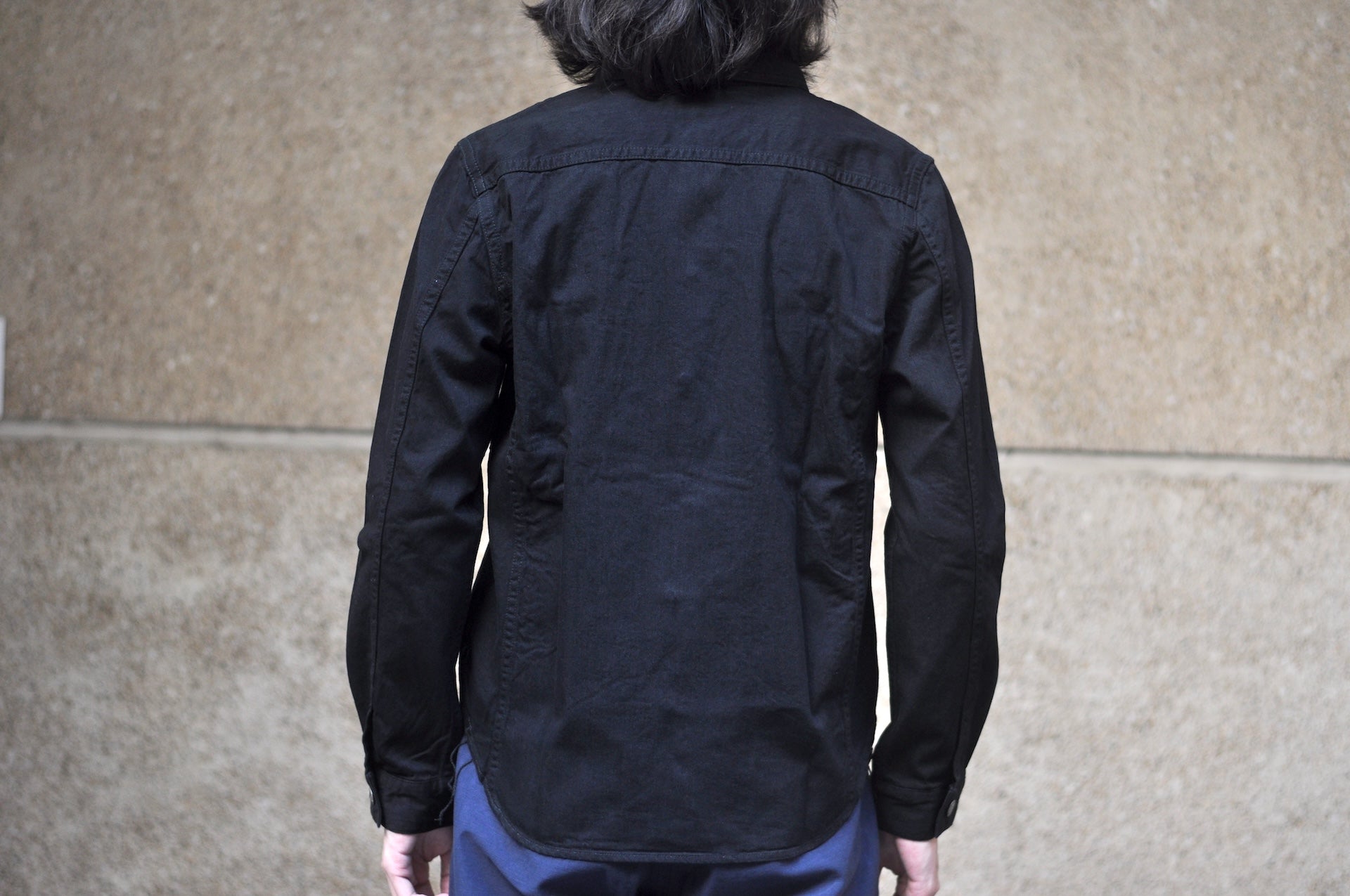 Pure Blue Japan 8oz Denim "Type 2" Jacketed Shirt (Solid Black)