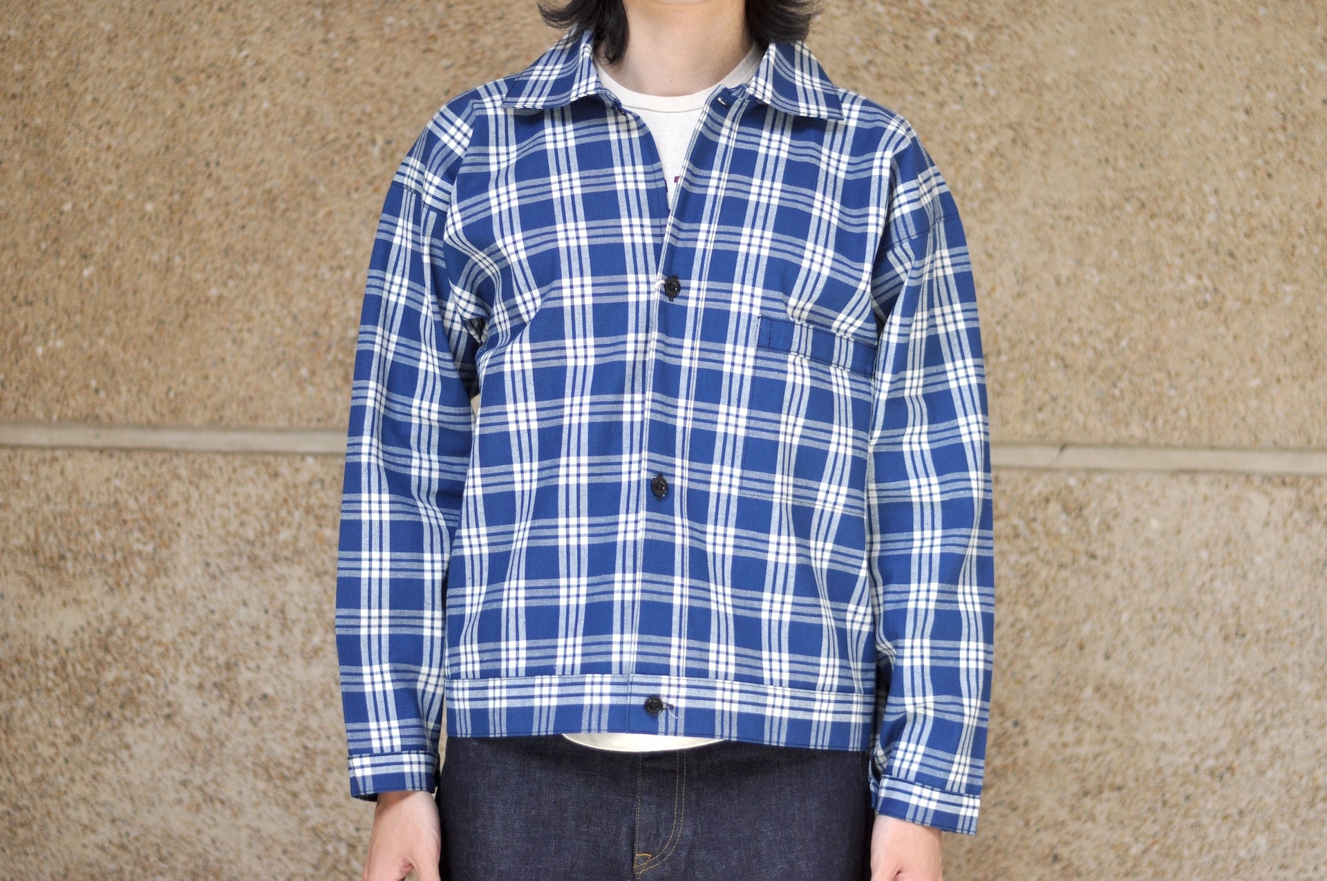 Warehouse Co. 10oz Selvage Indigo Check Early-Century Blouse Jacket