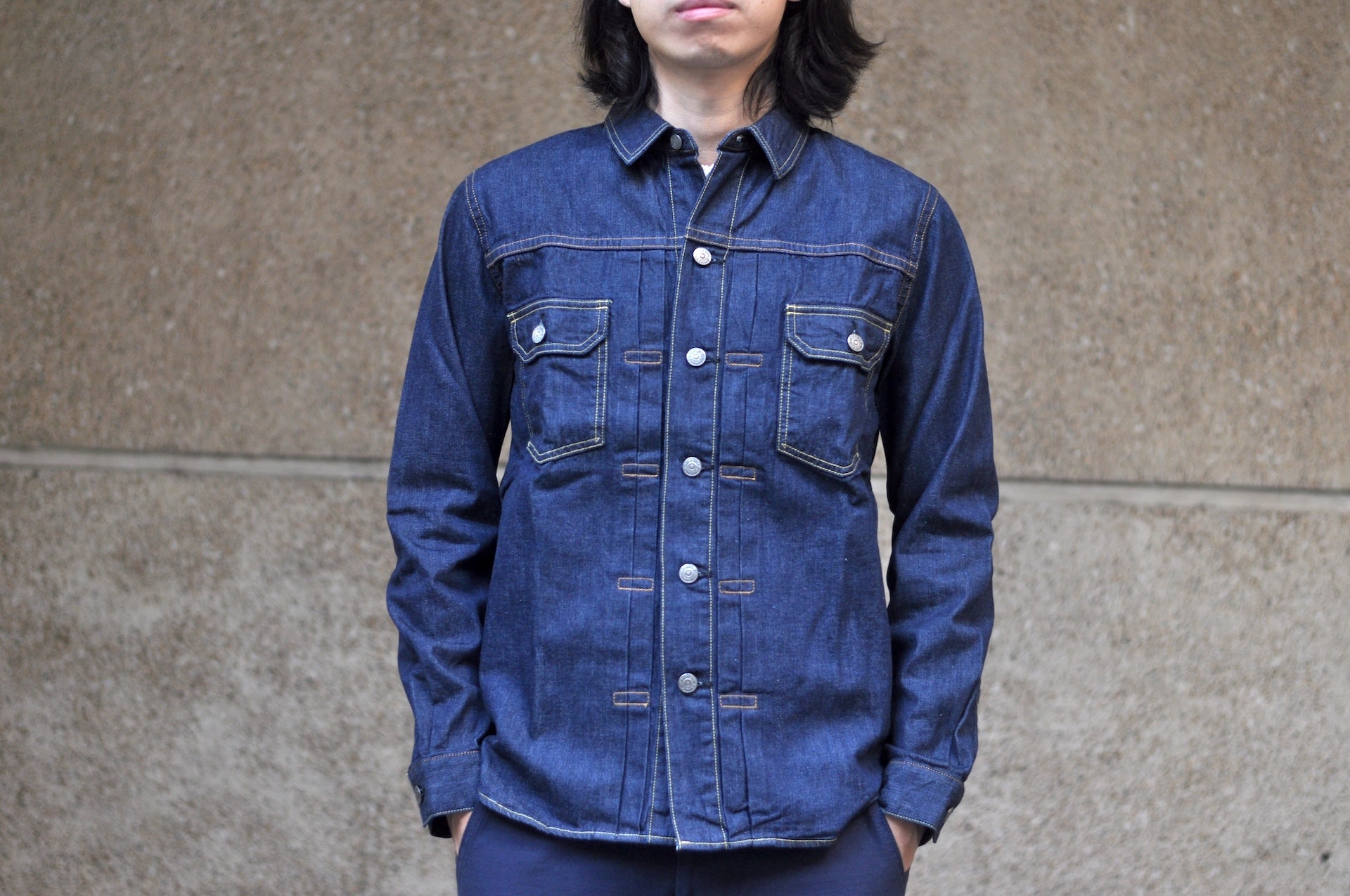 Pure Blue Japan 8oz Denim "Type 2" Jacketed Shirt (Grand Indigo)