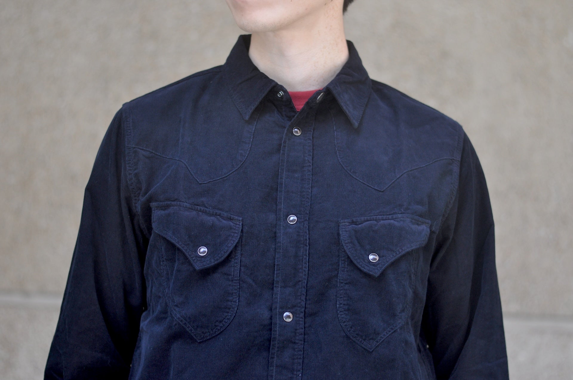 Pure Blue Japan 8oz "Silky-Smooth" Corduroy Western Shirt (Black Overdyed)
