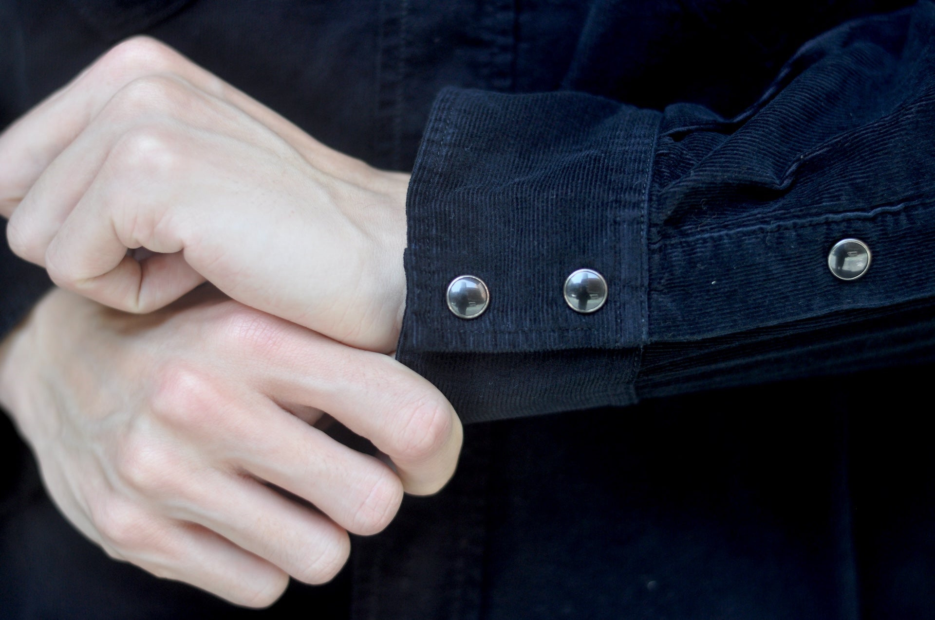 Pure Blue Japan 8oz "Silky-Smooth" Corduroy Western Shirt (Black Overdyed)