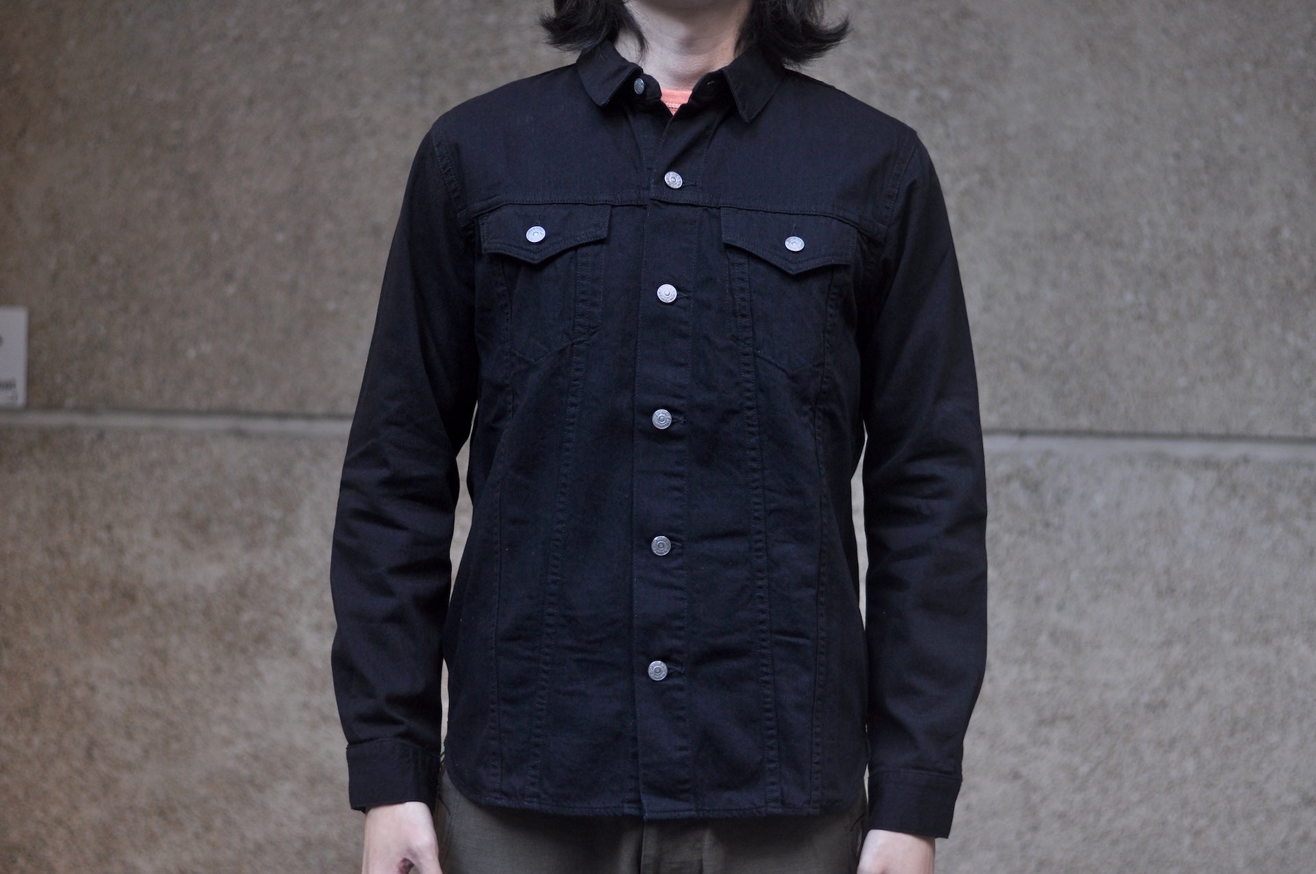 Pure Blue Japan 8oz Denim "Type 3" Jacketed Shirt (Solid Black)