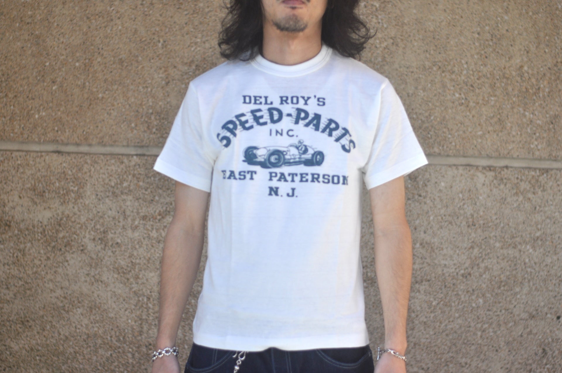 Warehouse Co. 5.5oz "Speed Parts" 'Bamboo Textured' Tee (White)