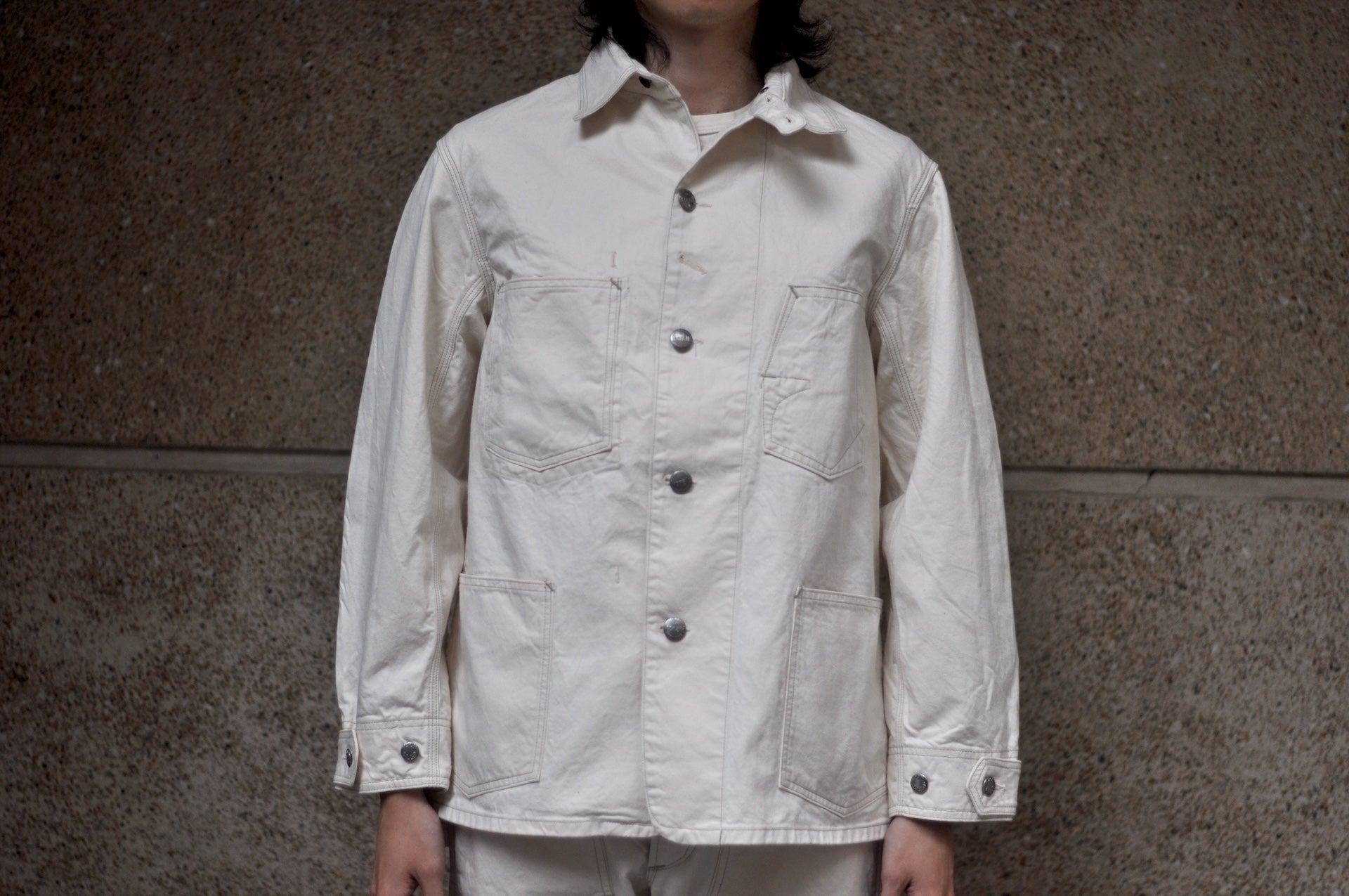 Freewheelers 11oz Lot. 100 "Ironalls" Cotton Drill Jacket (Raw White)