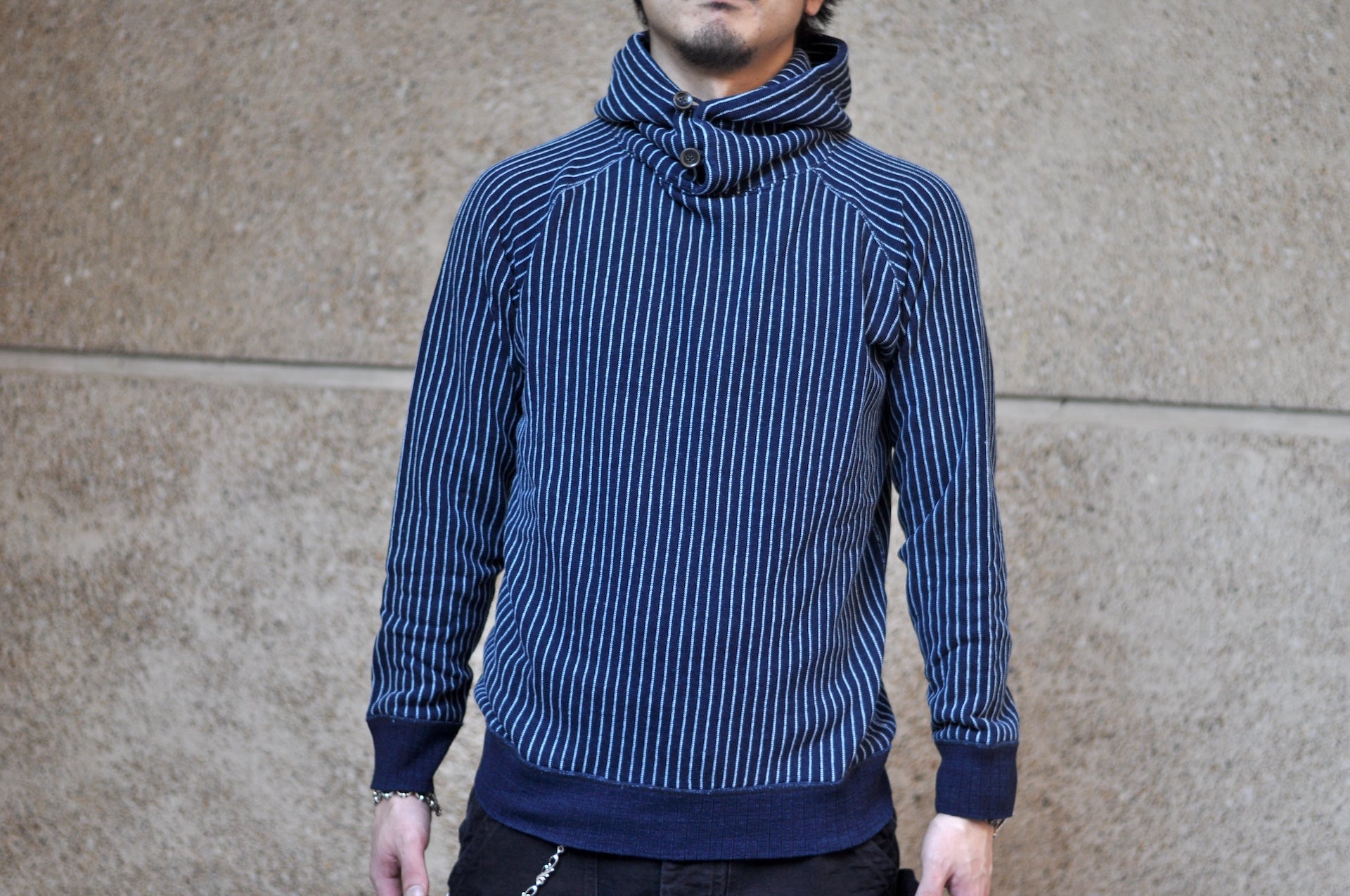 Pure Blue Japan Indigo Dyed "Stripes" Raglan Pullover