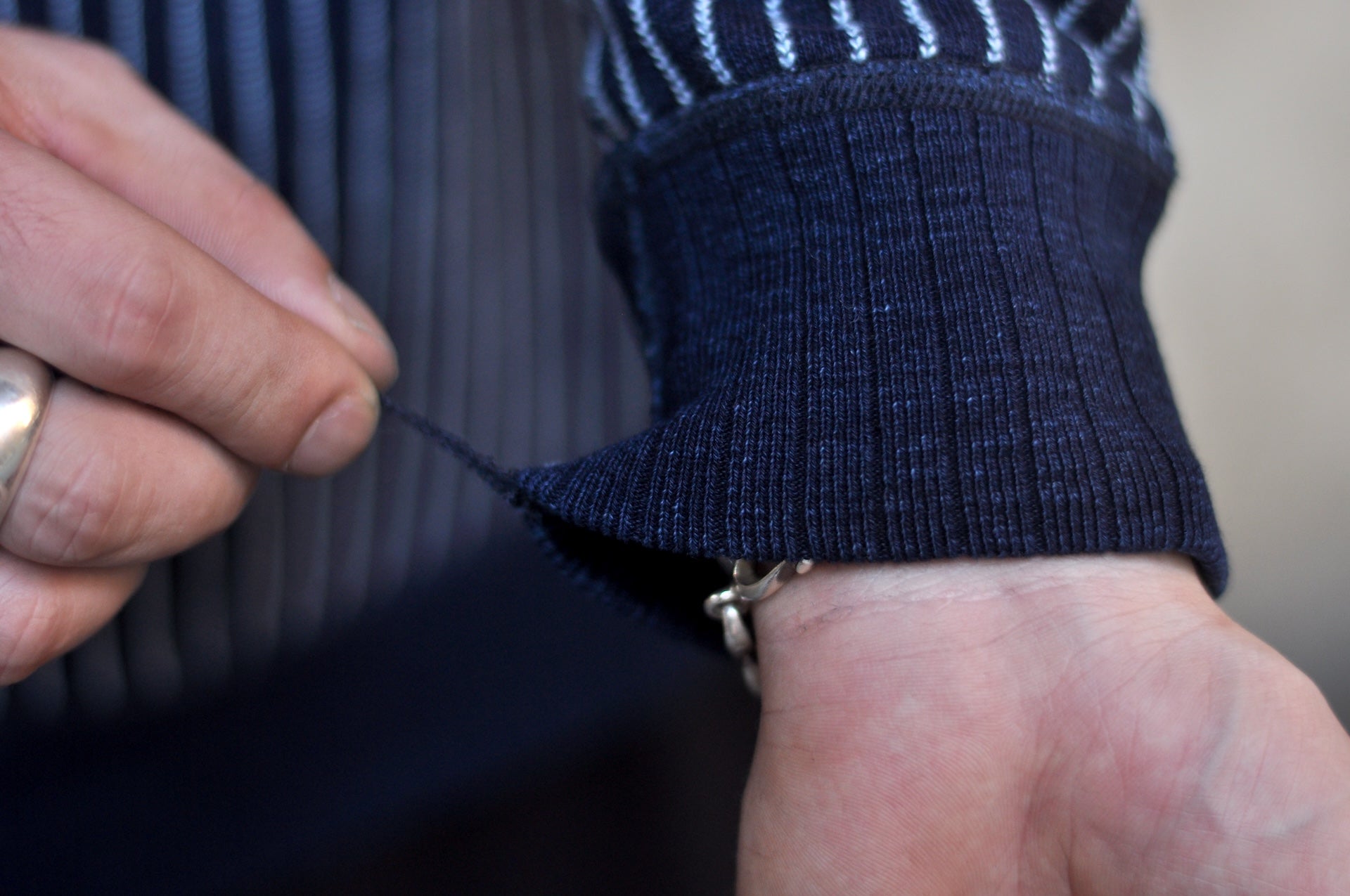 Pure Blue Japan Indigo Dyed "Stripes" Raglan Pullover