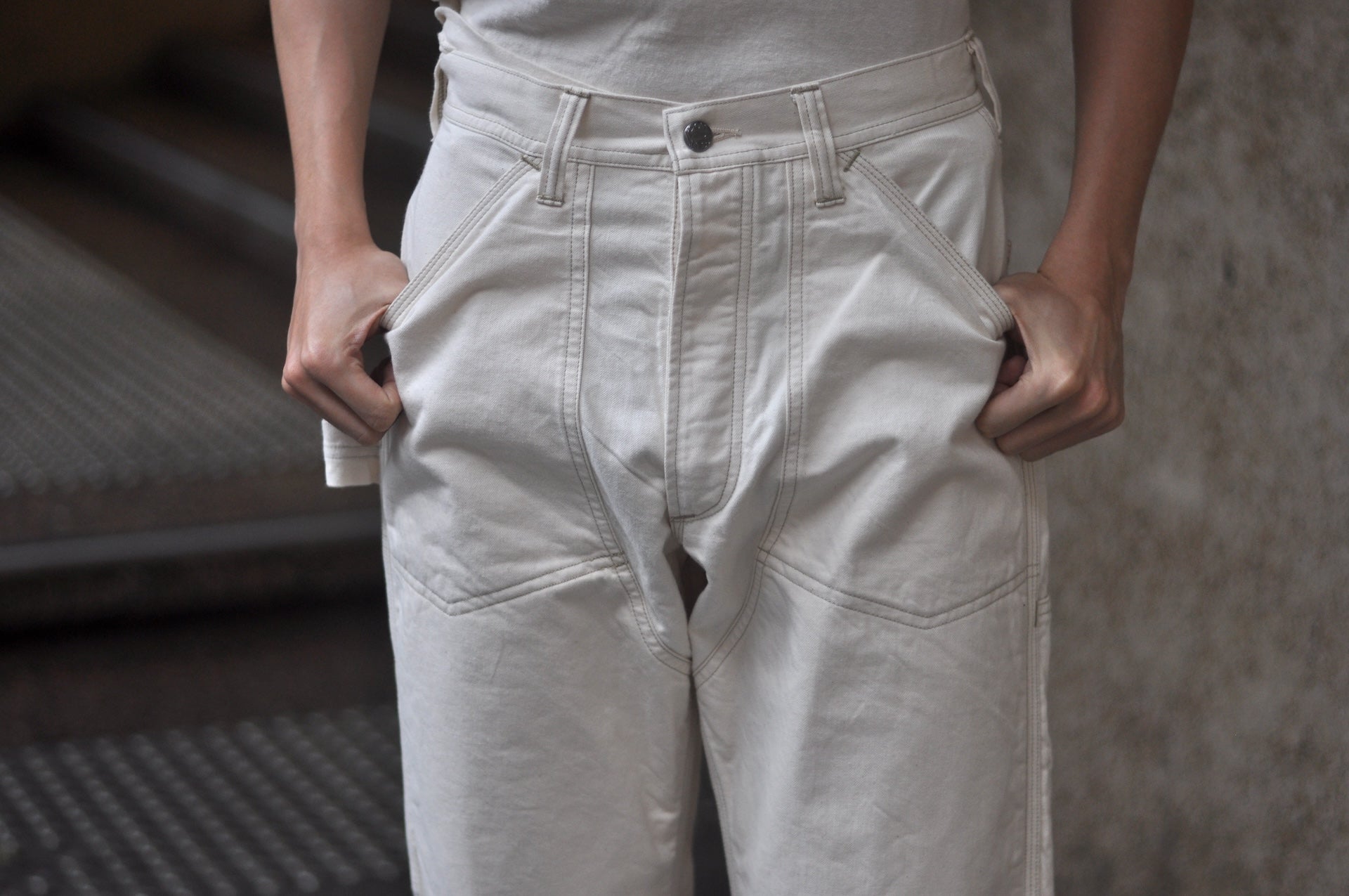 Freewheelers 11oz Lot. 102 "Ironalls" Cotton Drill Overalls (Raw White)