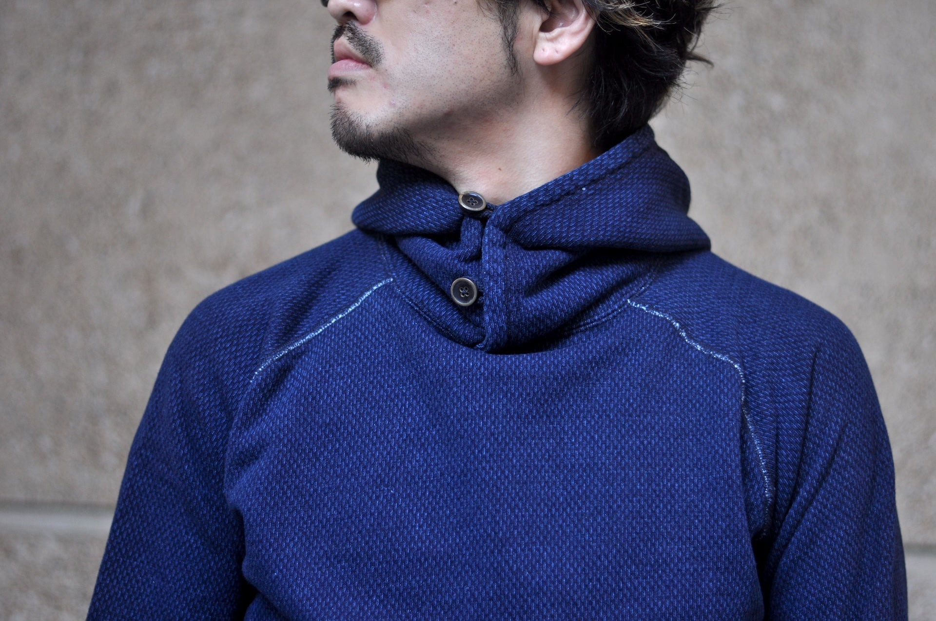 Pure Blue Japan Indigo Dyed "Sashiko" Raglan Pullover