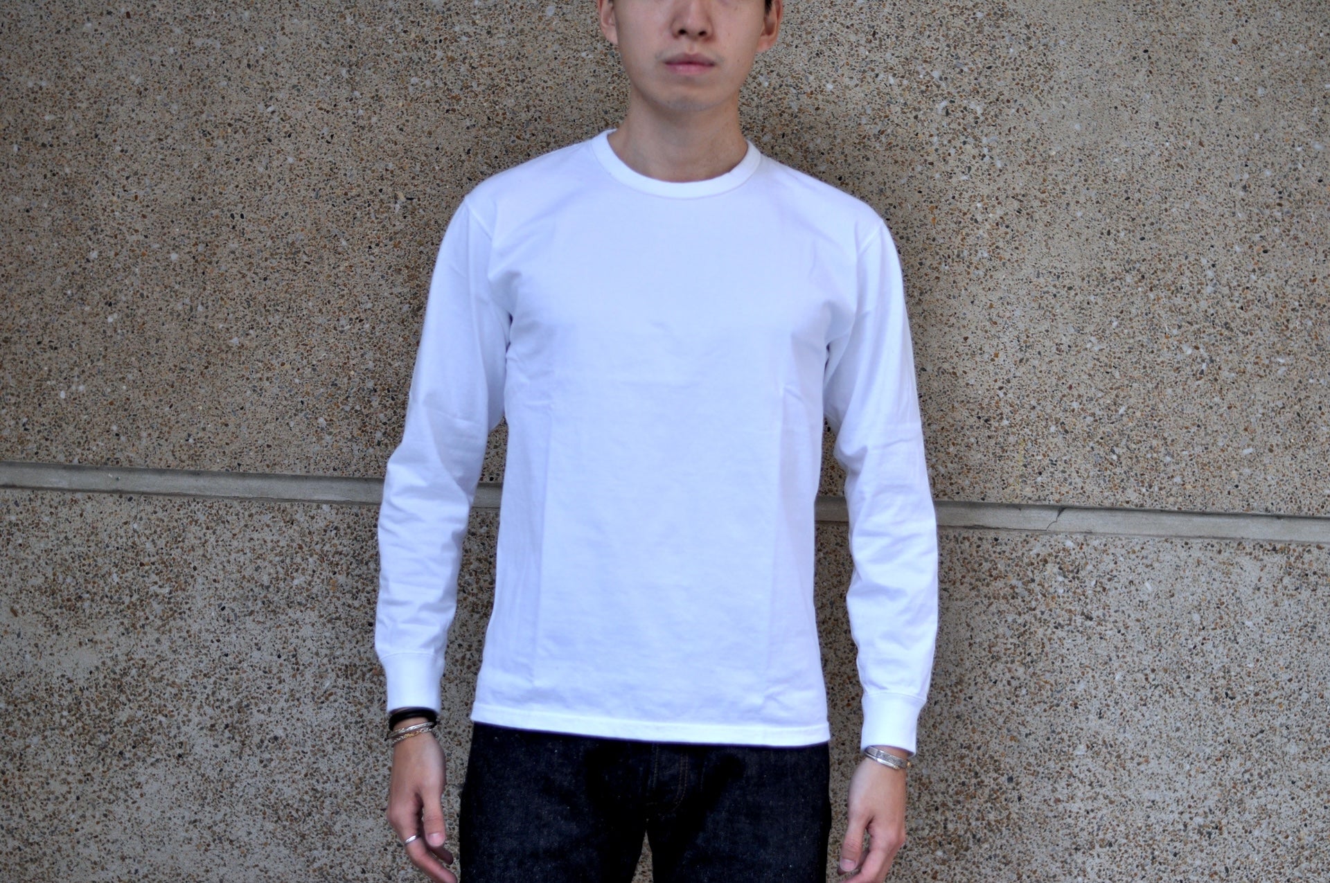 The Flat Head 9oz Loopwheel L/S Plain Tee (White)