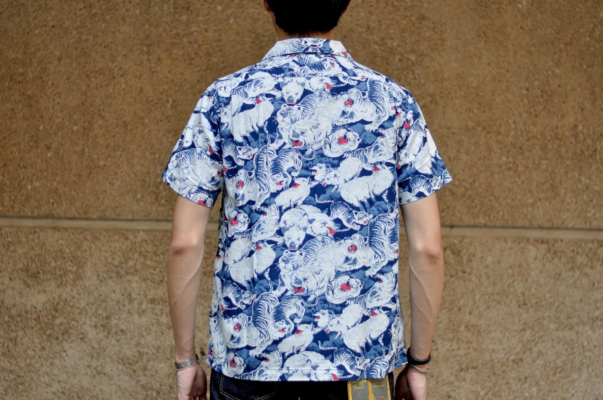 Studio D'Artisan "Hundreds of Tigers & Boars" Indigo-Dyed Aloha S/S Shirt