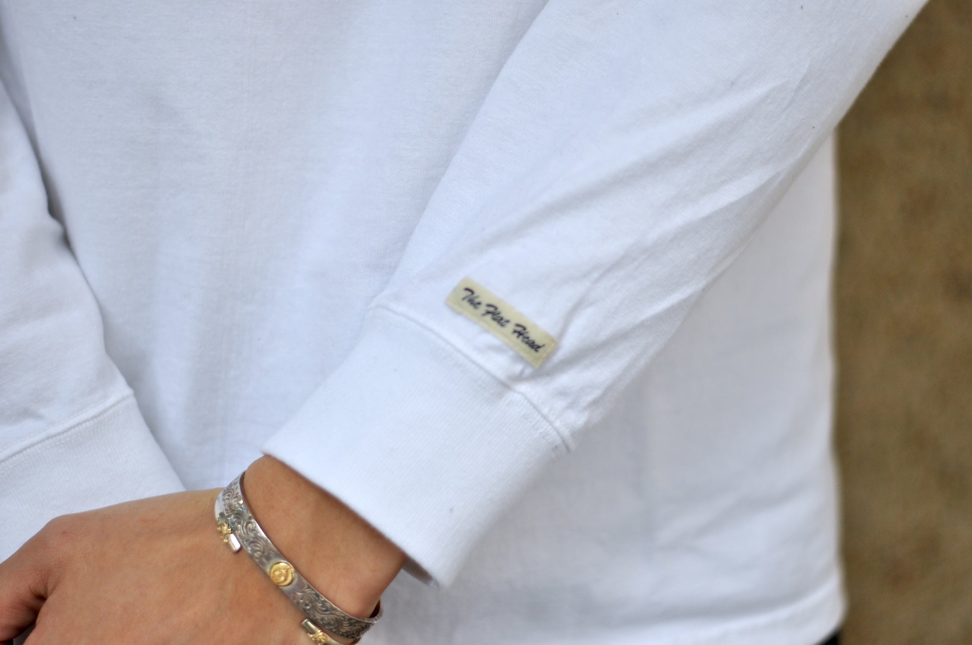 The Flat Head 9oz Loopwheel L/S Plain Tee (White)