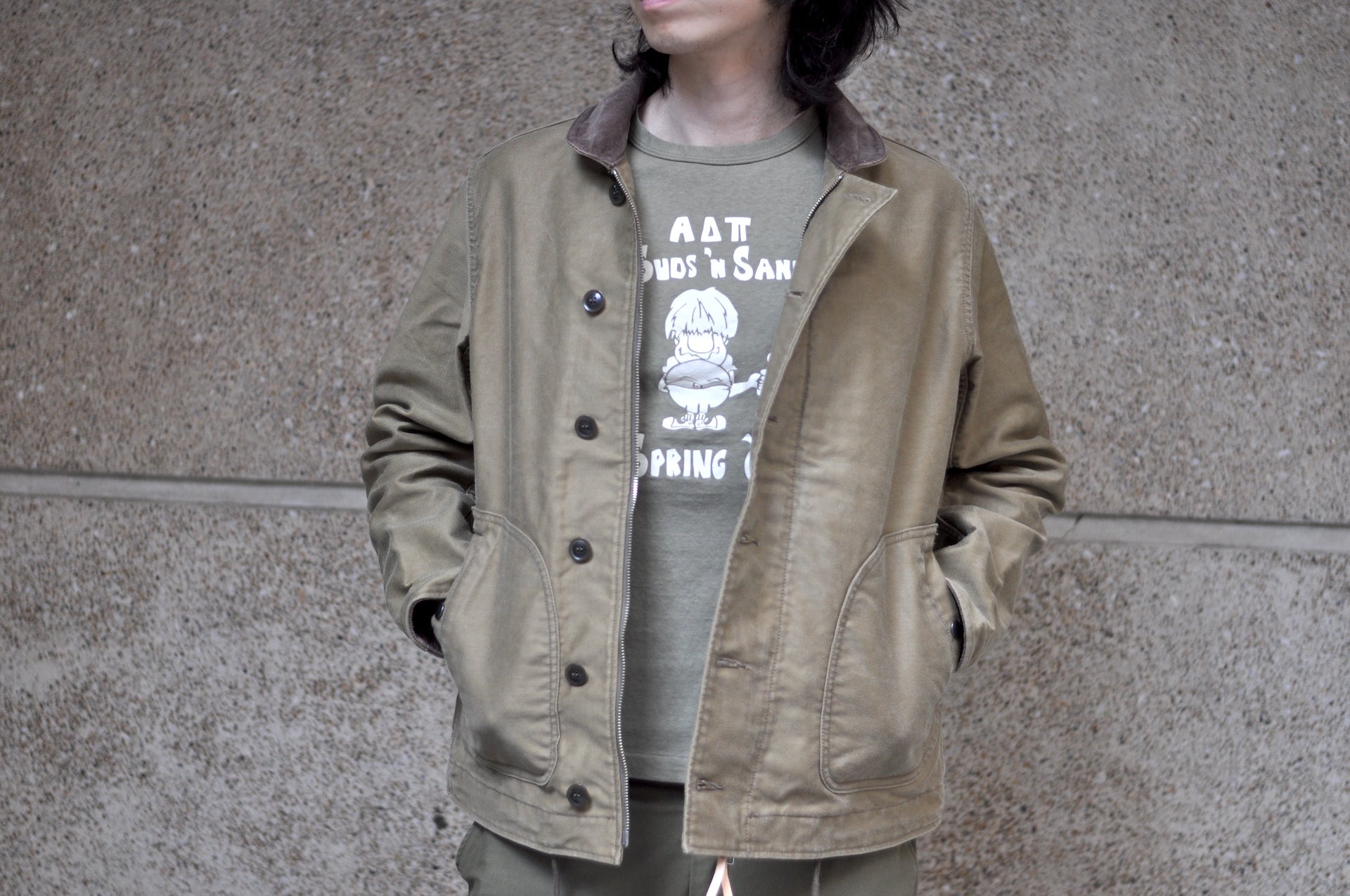 Iron Heart 12oz Whipcord "Multi-Season" N-1 Deck Jacket (Khaki)