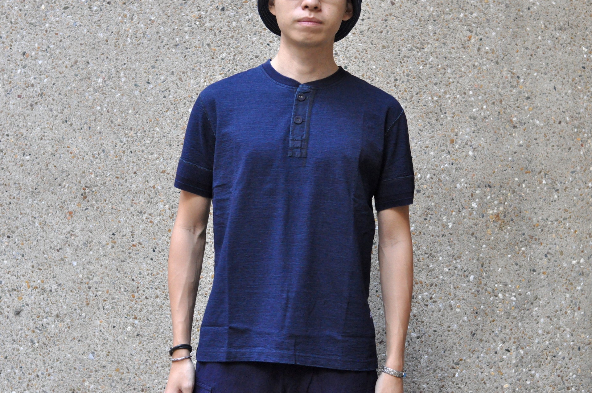 Pure Blue Japan 6.5oz "Signature" Henley Tee (Grand Indigo)