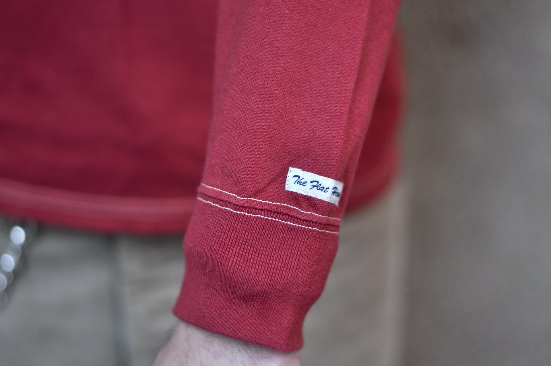 The Flat Head 9oz Loopwheel L/S Plain Tee (Burgundy)