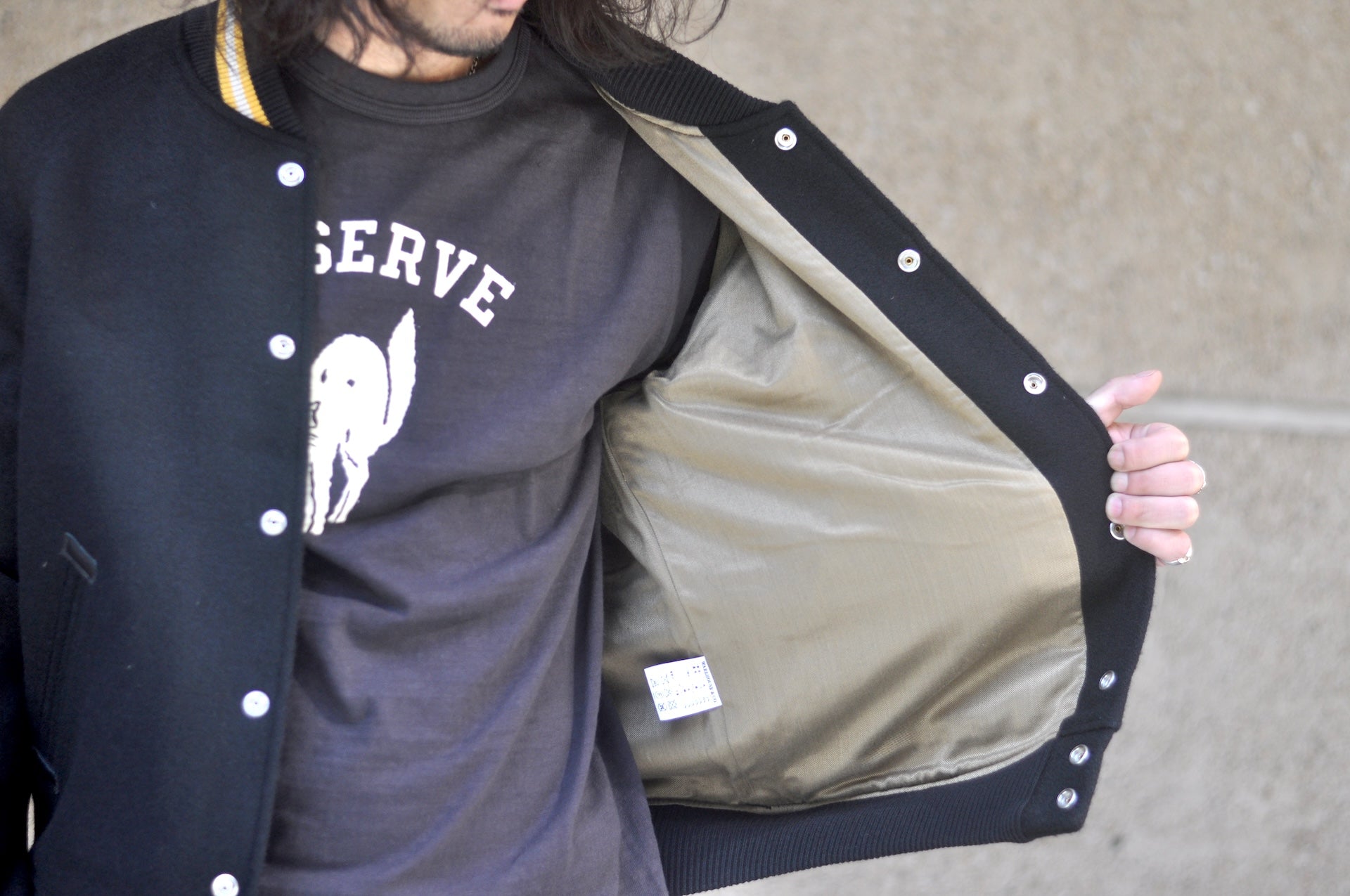 Warehouse Co. 1950s U.S Army Melton Wool Varsity Jacket (Black)