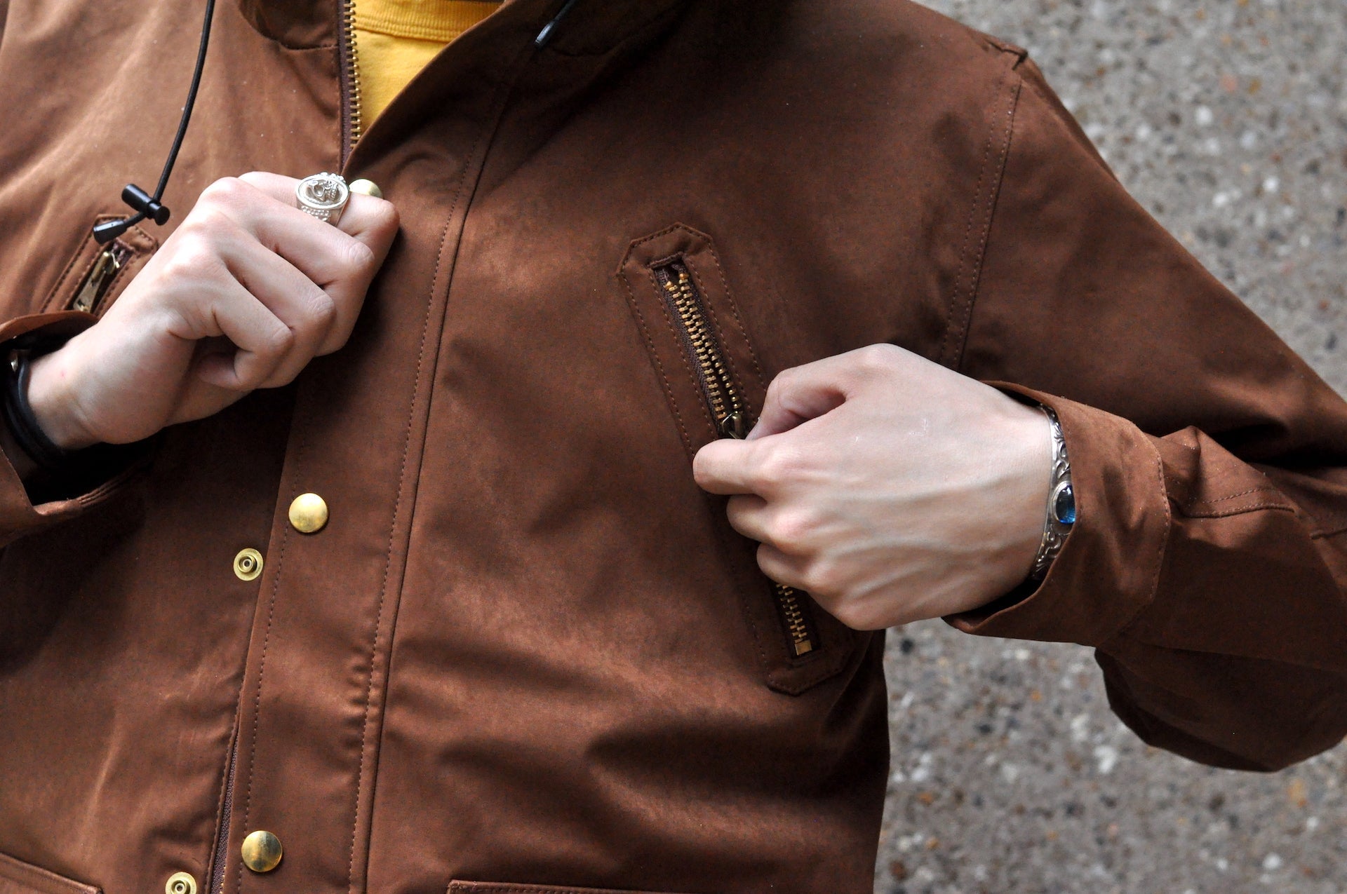 Unique Garment Suede-Touch 'Bird View' Mountain Parka (Brown)