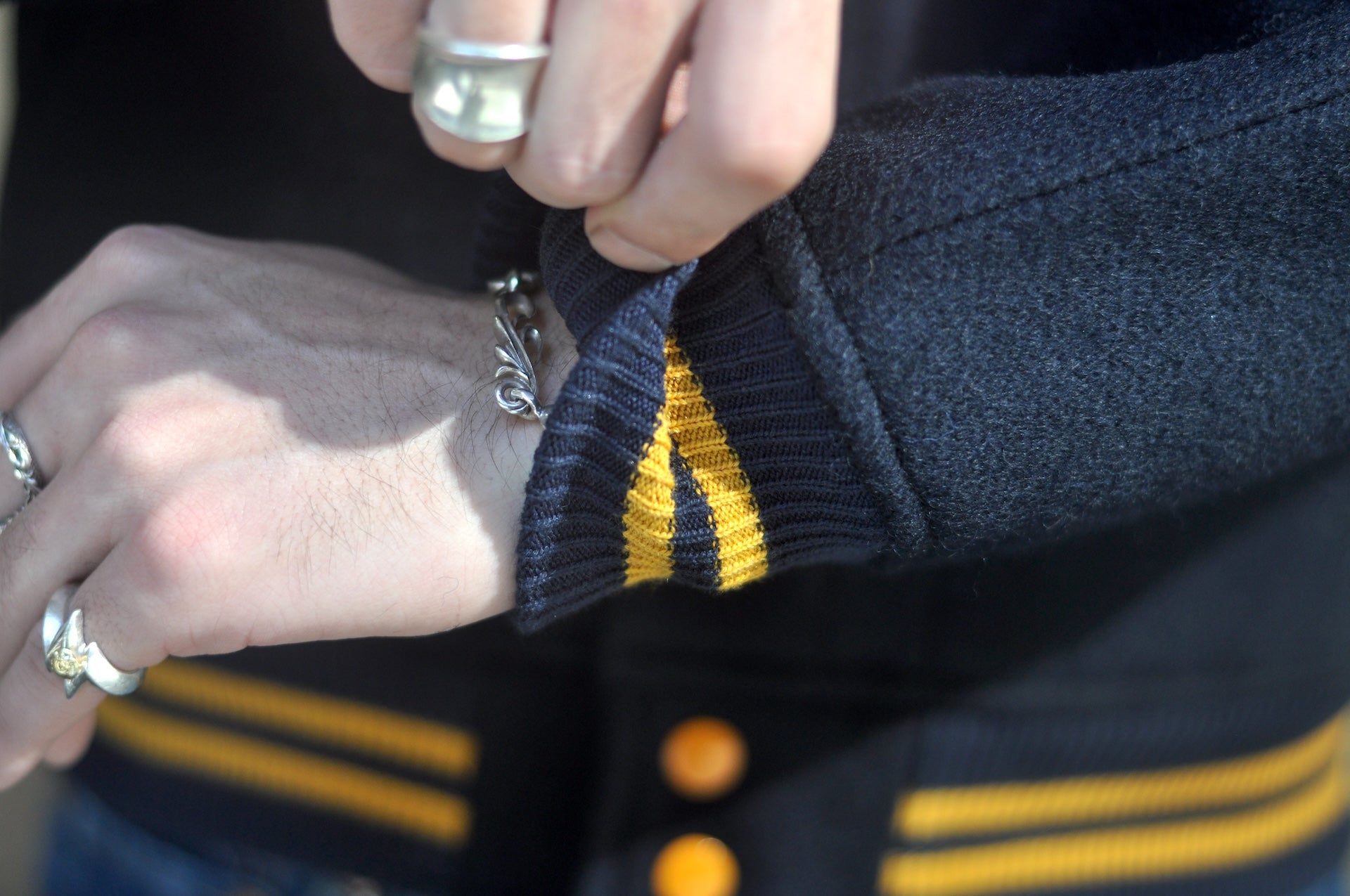 Warehouse Co. 1950s U.S Navy Melton Wool Varsity Jacket (Navy)