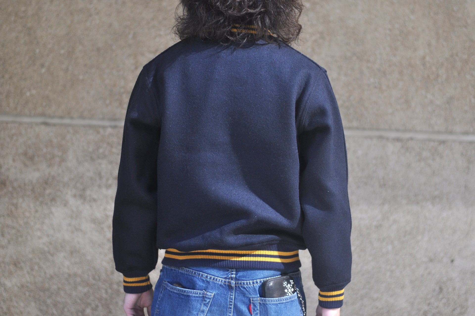 Warehouse Co. 1950s U.S Navy Melton Wool Varsity Jacket (Navy)