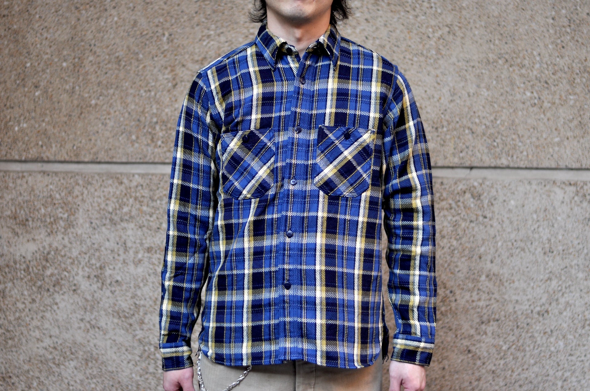 Samurai Indigo Dyed Heavyweight Flannel Workshirt (Ocean Blue)