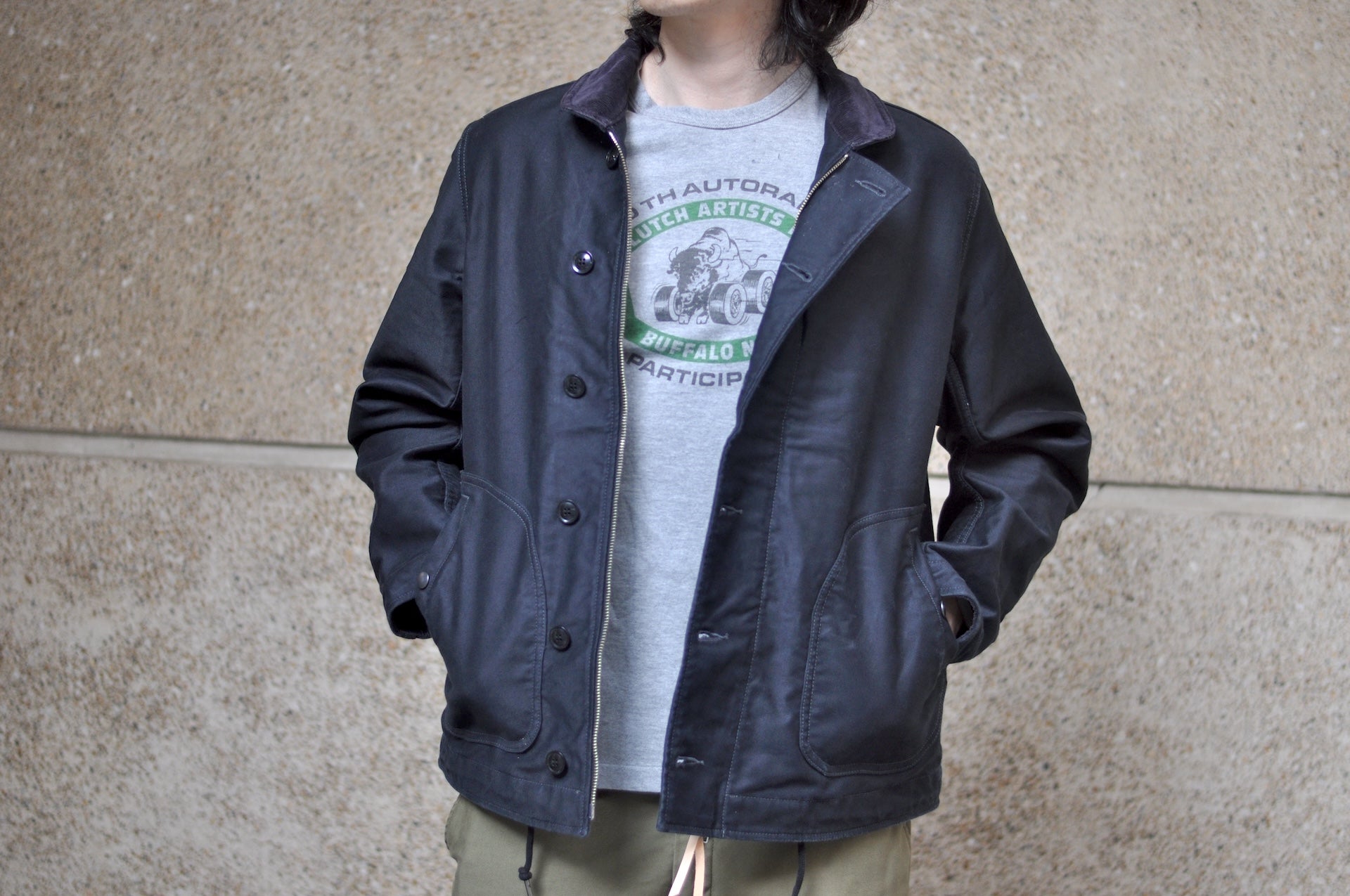 Iron Heart 12oz Whipcord "Multi-Season" N-1 Deck Jacket (Black)