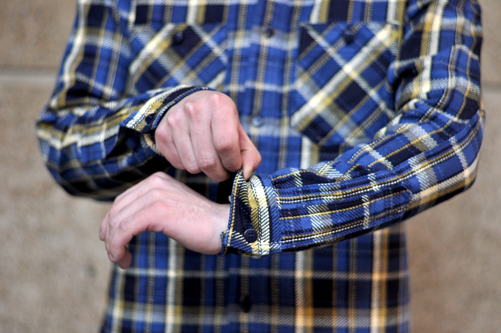 Samurai Indigo Dyed Heavyweight Flannel Workshirt (Ocean Blue)