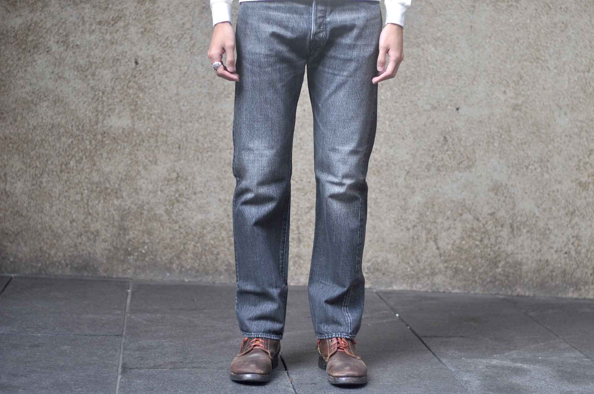 Pure Blue Japan 14oz Black Dyed “Natural Used Wash” USED-003-BK Denim (Regular Straight fit)