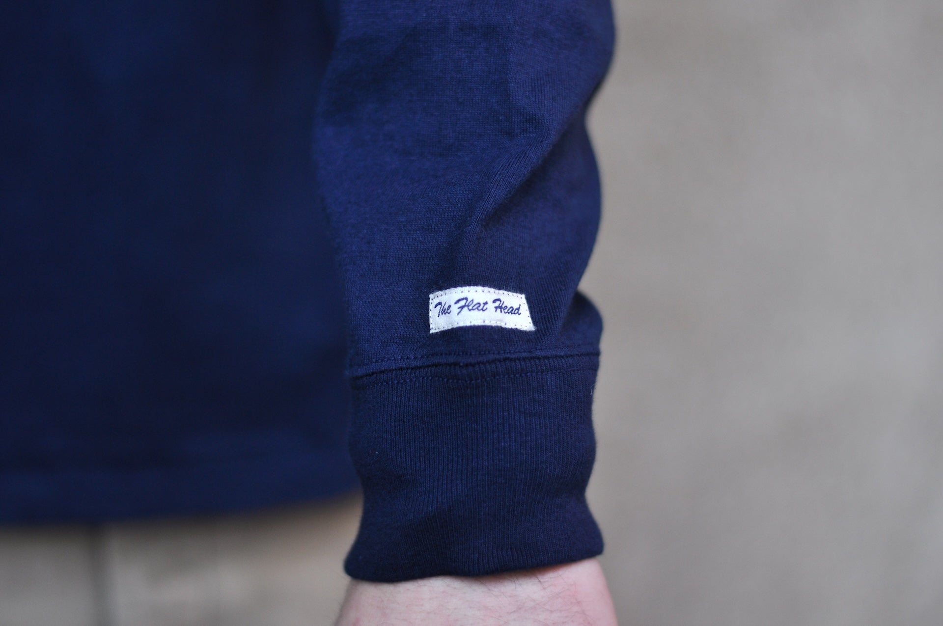 The Flat Head 9oz Loopwheel L/S Plain Tee (Navy)