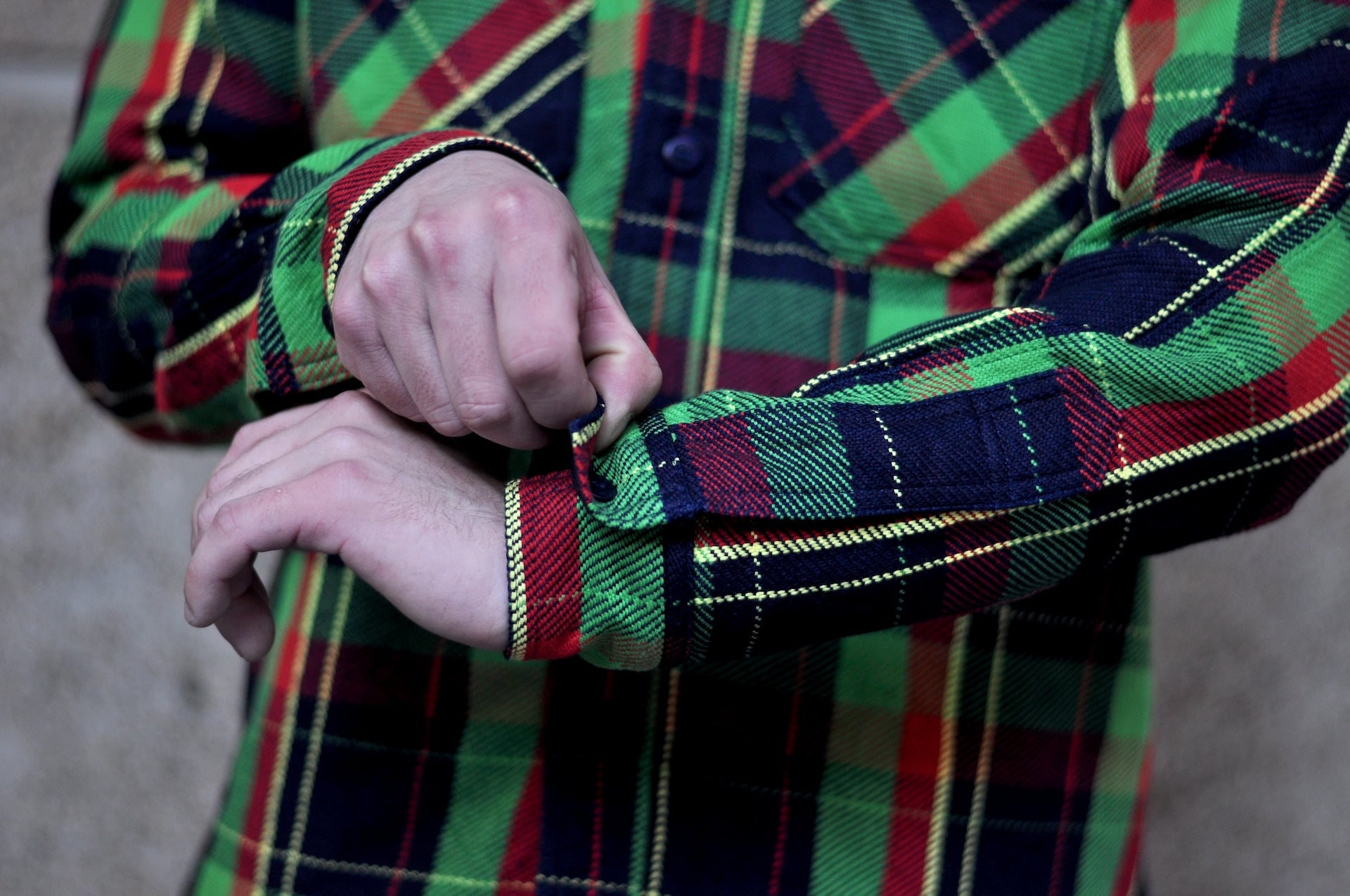 Samurai Indigo Dyed Heavyweight Flannel Workshirt (Lumberjack Green)