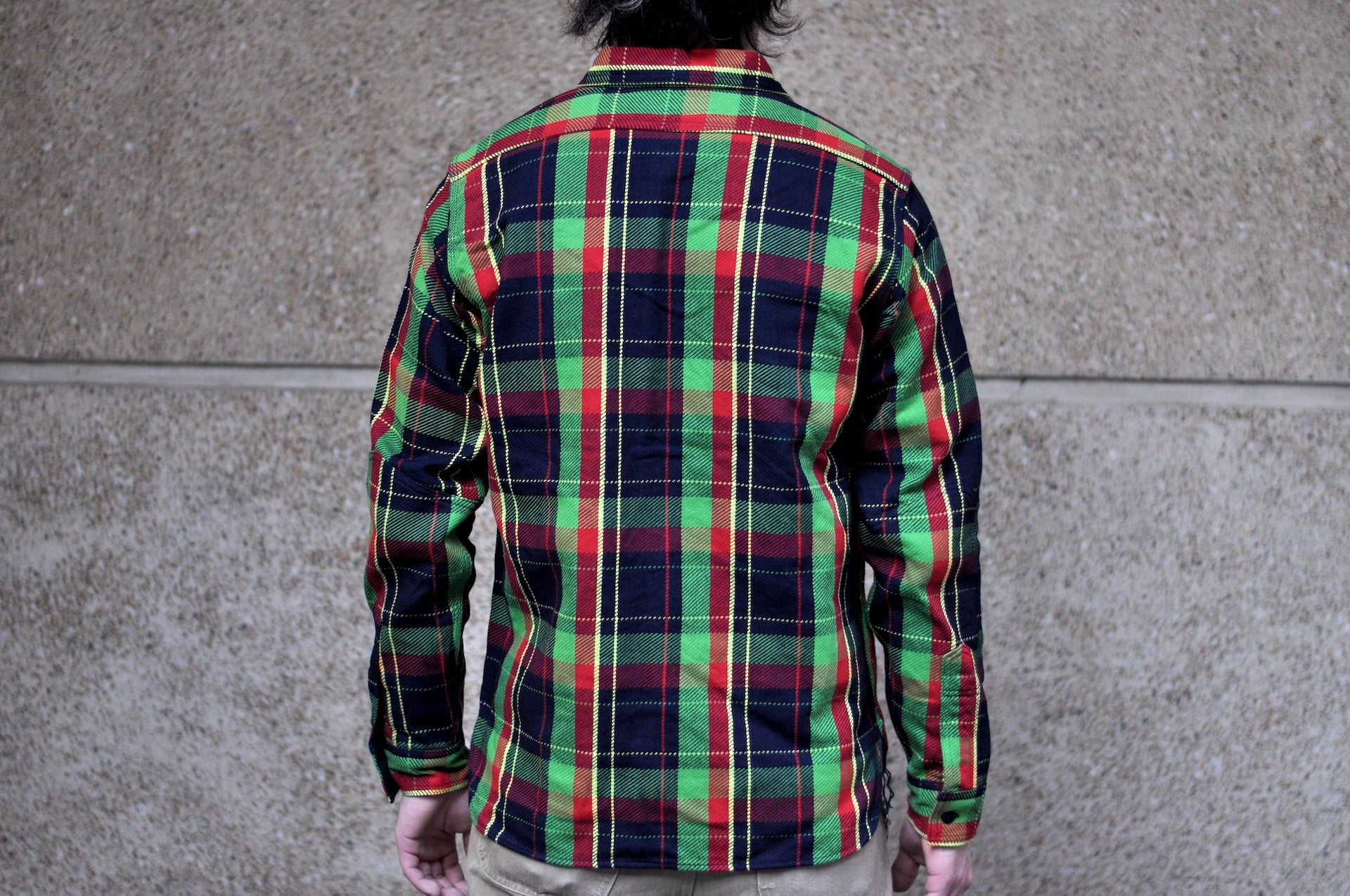 Samurai Indigo Dyed Heavyweight Flannel Workshirt (Lumberjack Green)