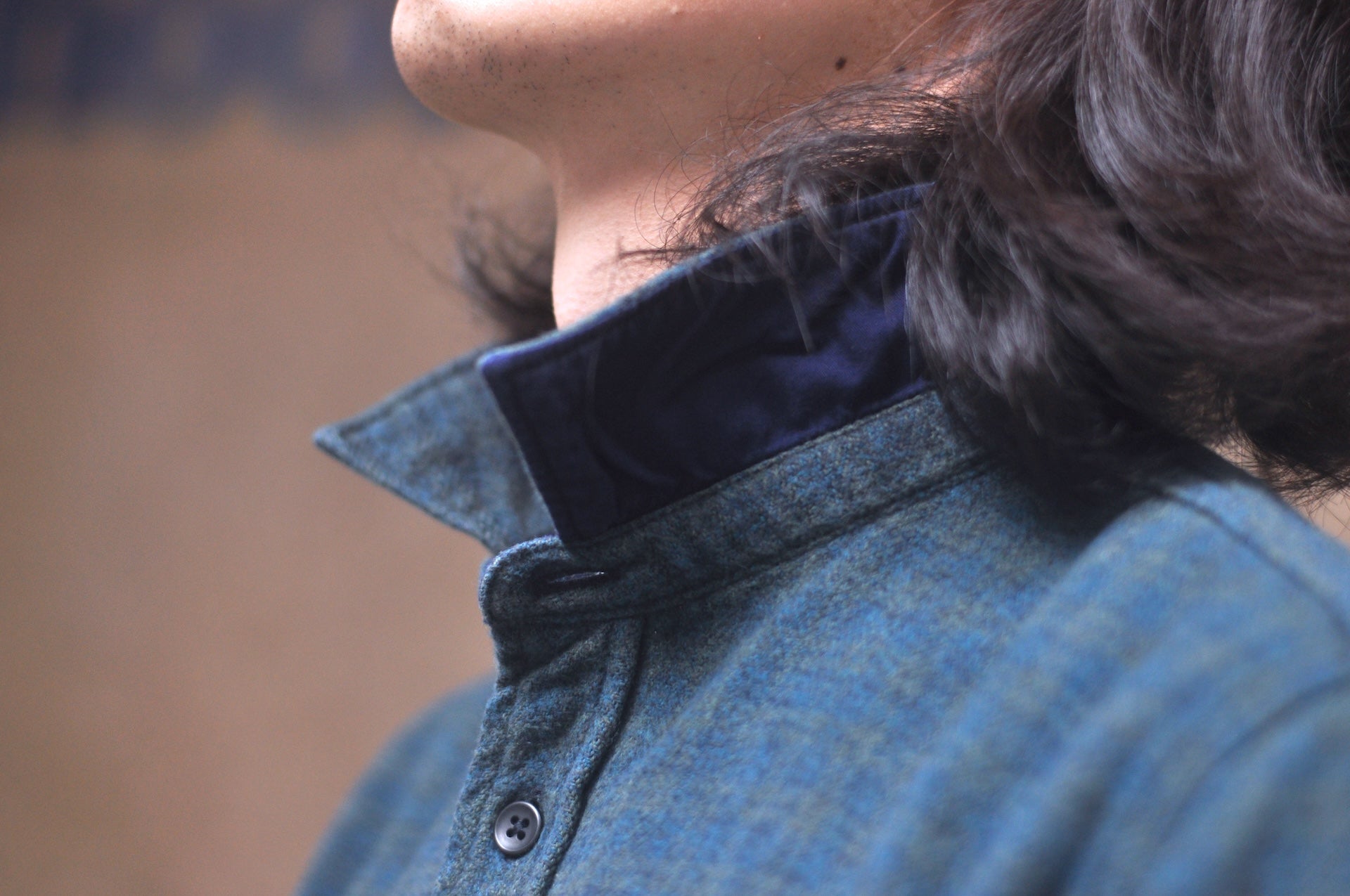 Pure Blue Japan 11oz “Indigo-Overdyed” Cotton Tweed Flannel Work Shirt (Green)