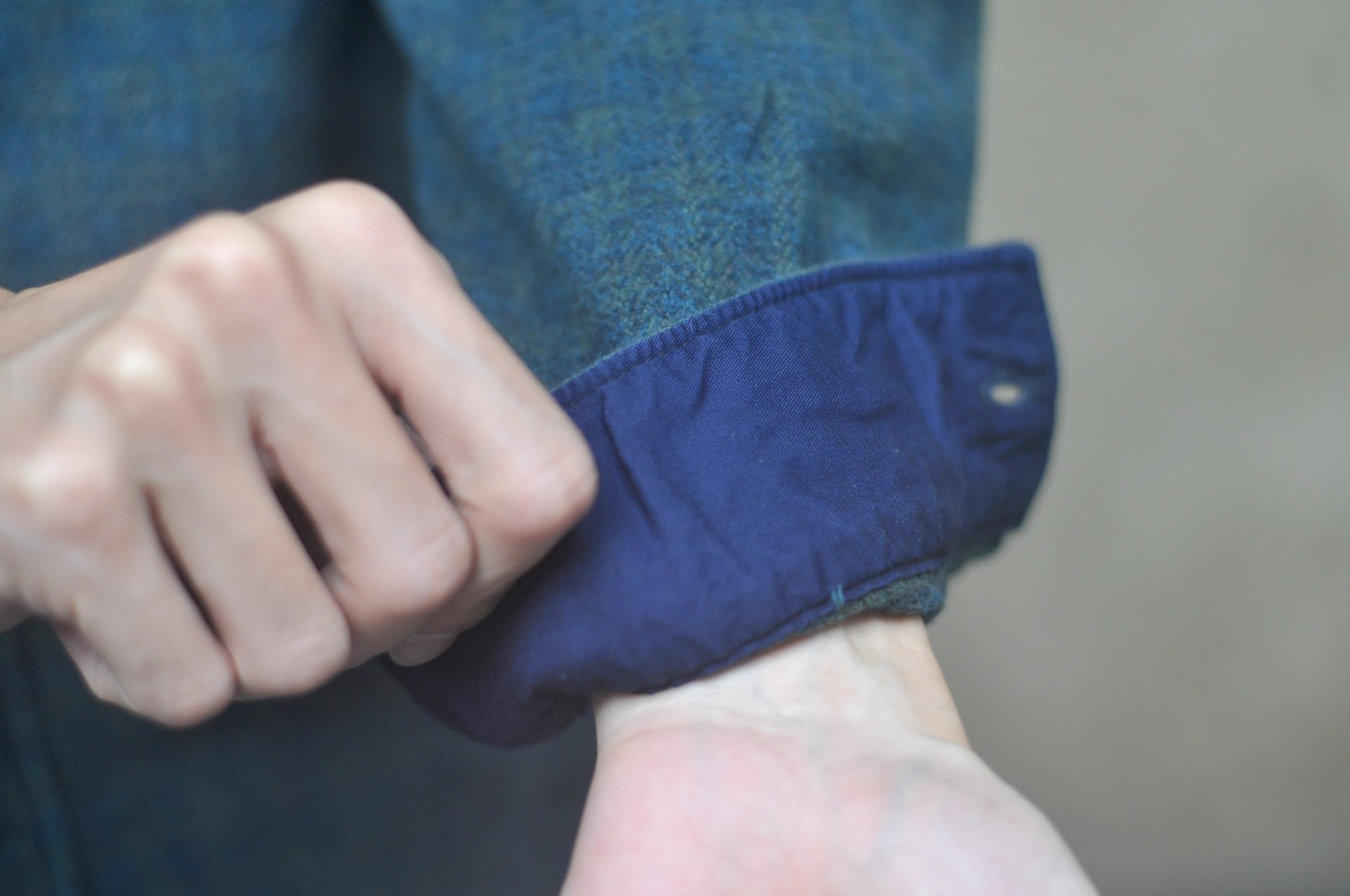 Pure Blue Japan 11oz “Indigo-Overdyed” Cotton Tweed Flannel Work Shirt (Green)