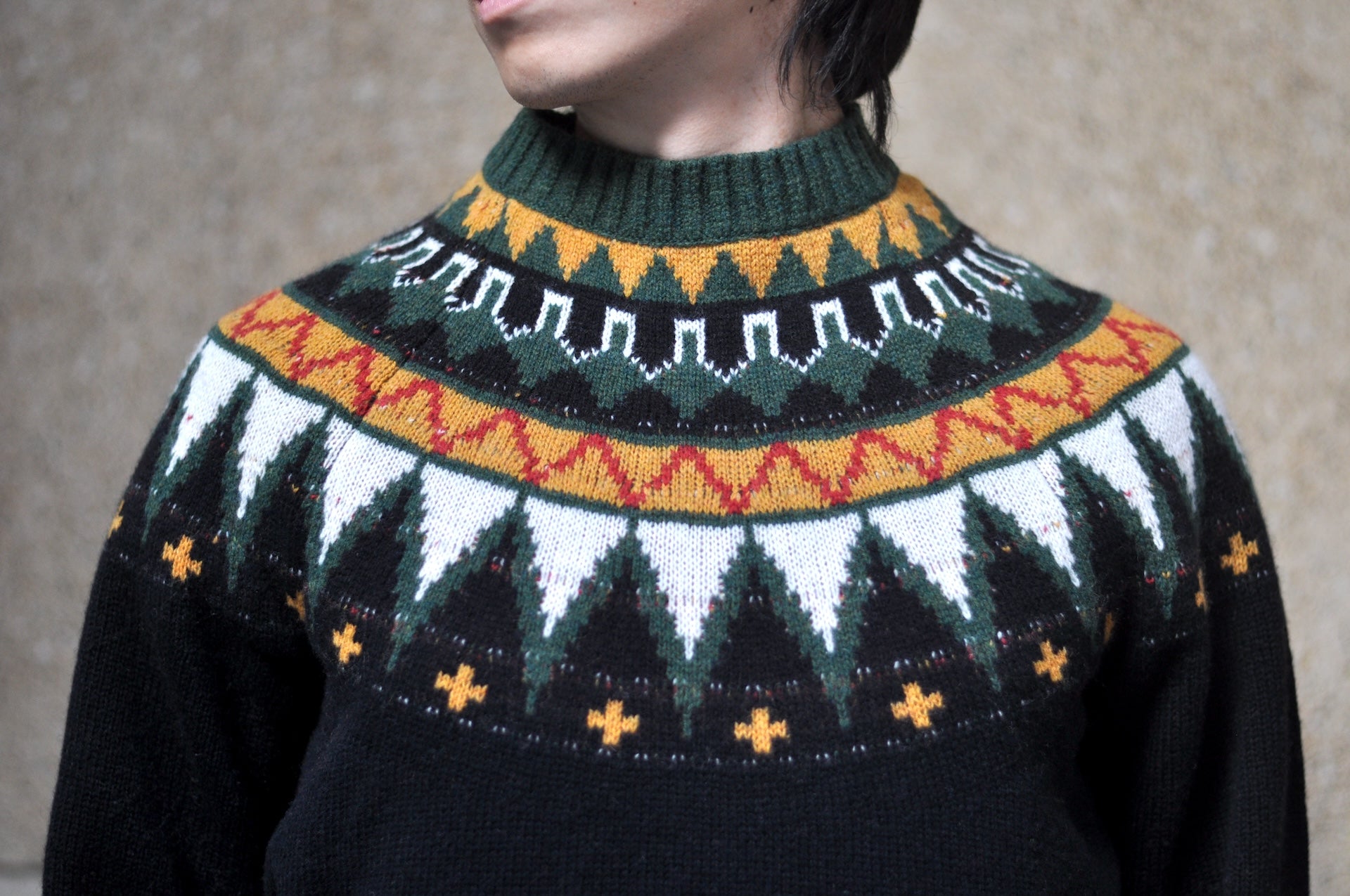 Stevenson Overall Co. "Geometric Alpine" Wool Sweater (Black)