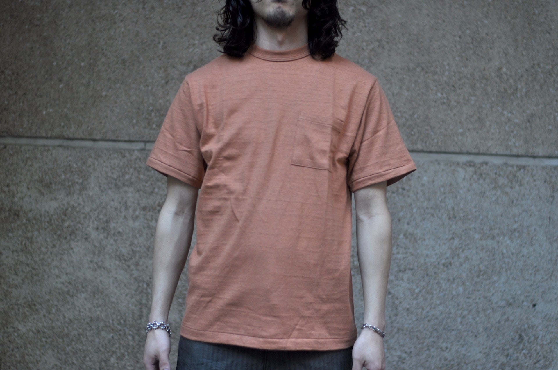 Warehouse 5.5oz "Bamboo Textured" Pocket Tee (Dark Salmon)