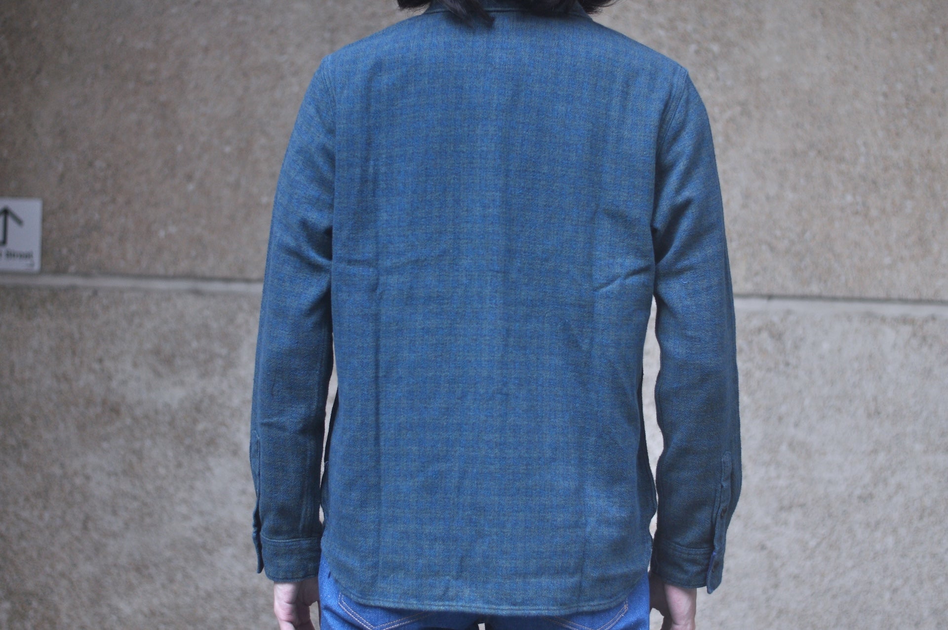 Pure Blue Japan 11oz “Indigo-Overdyed” Cotton Tweed Flannel Work Shirt (Green)