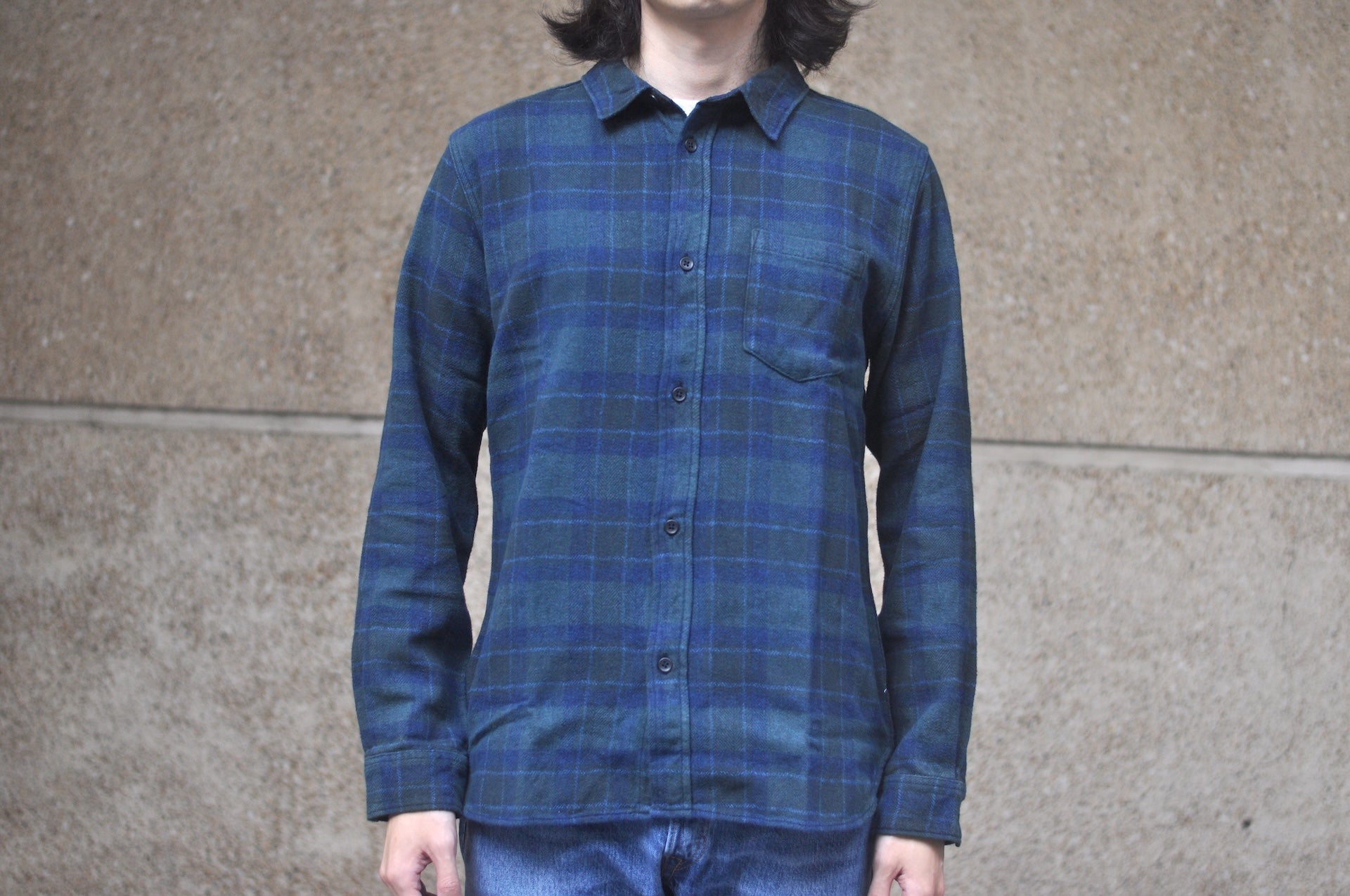 Pure Blue Japan 11oz “Indigo-Overdyed” Cotton Tweed Flannel Work Shirt (Brown)