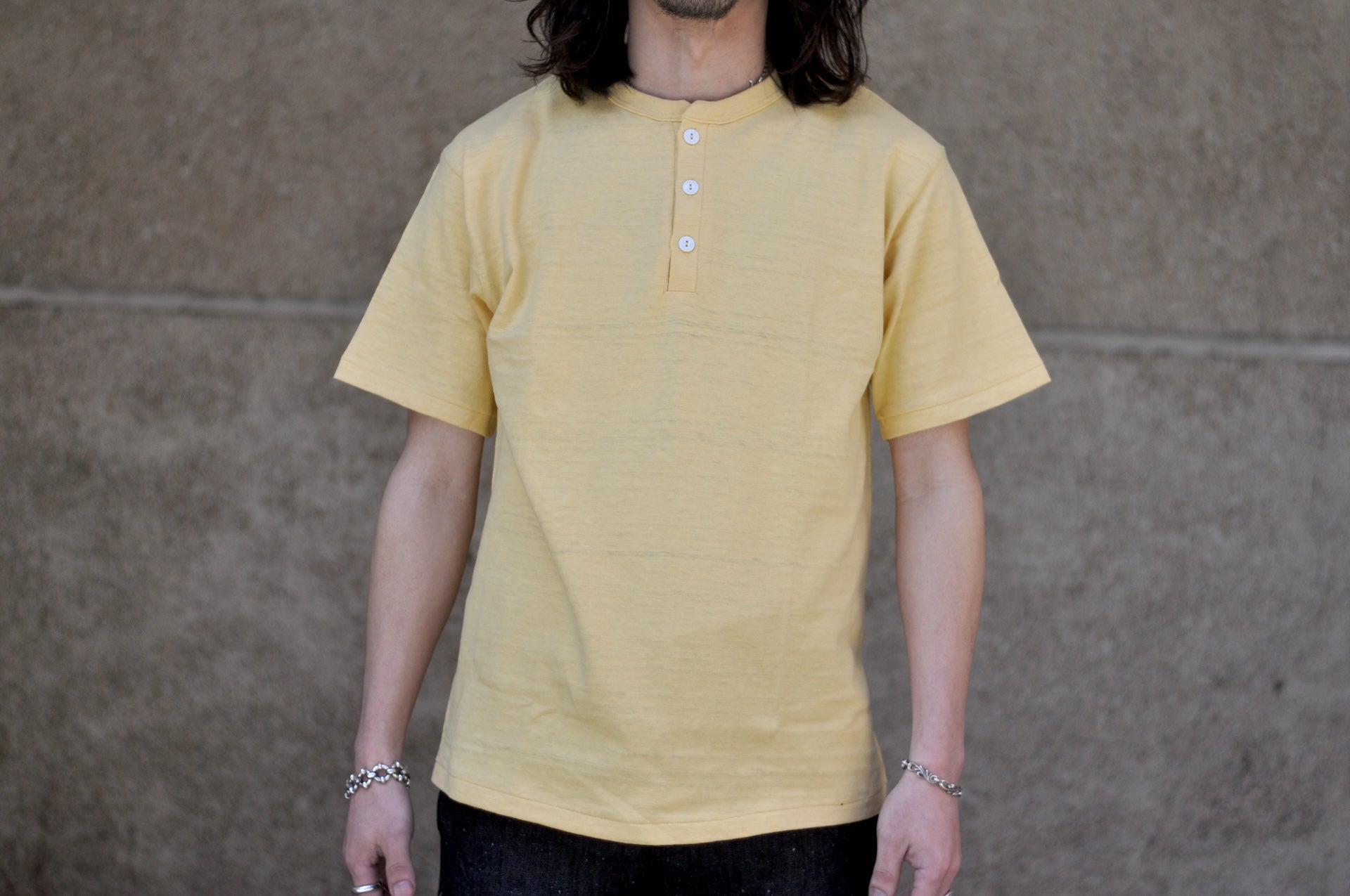 Warehouse 5.5oz "Bamboo Textured" Henley Tee (Straw)