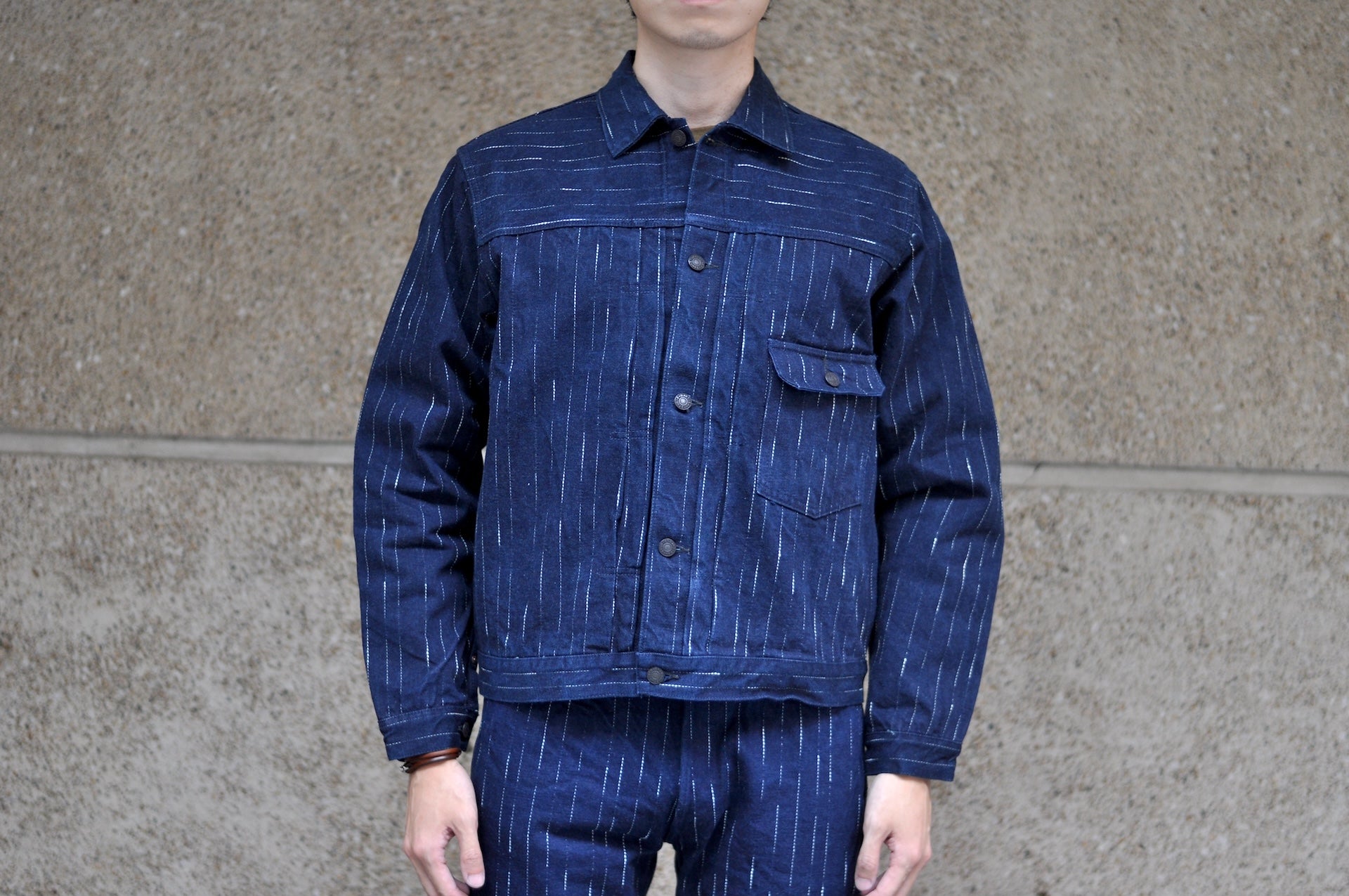 Studio D'Artisan 14oz Indigo Dyed "Rain Kasuri" Type 1 Denim Jacket