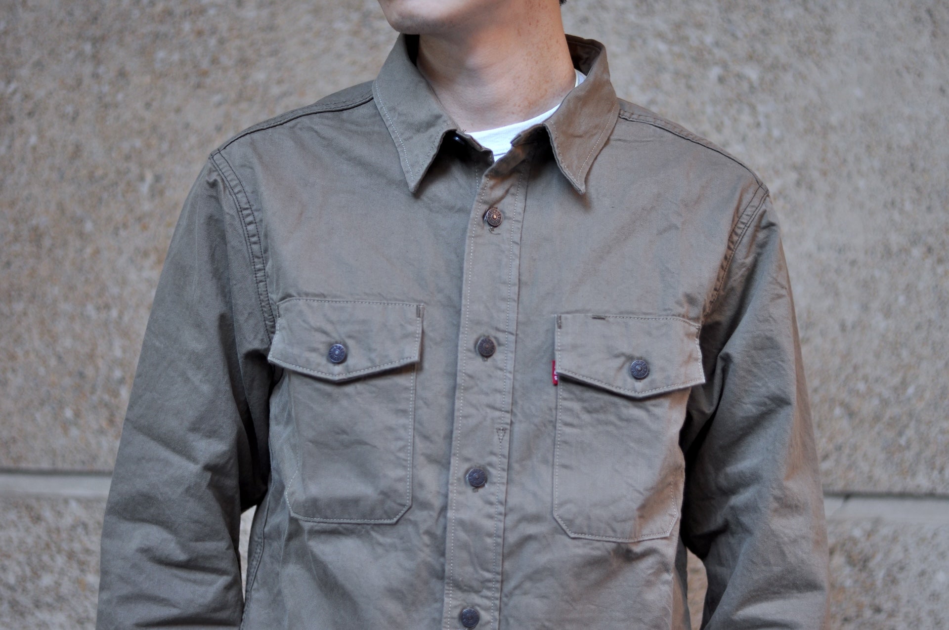 UES 9.5oz Selvage Duck Canvas Travelling Shirt (Vintage Olive)