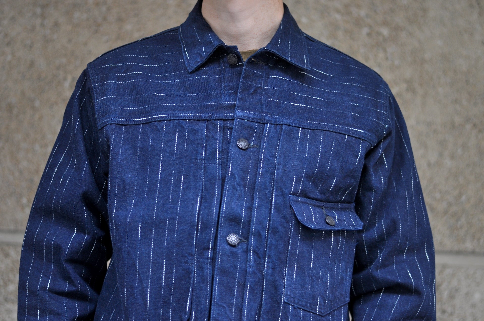 Studio D'Artisan 14oz Indigo Dyed "Rain Kasuri" Type 1 Denim Jacket