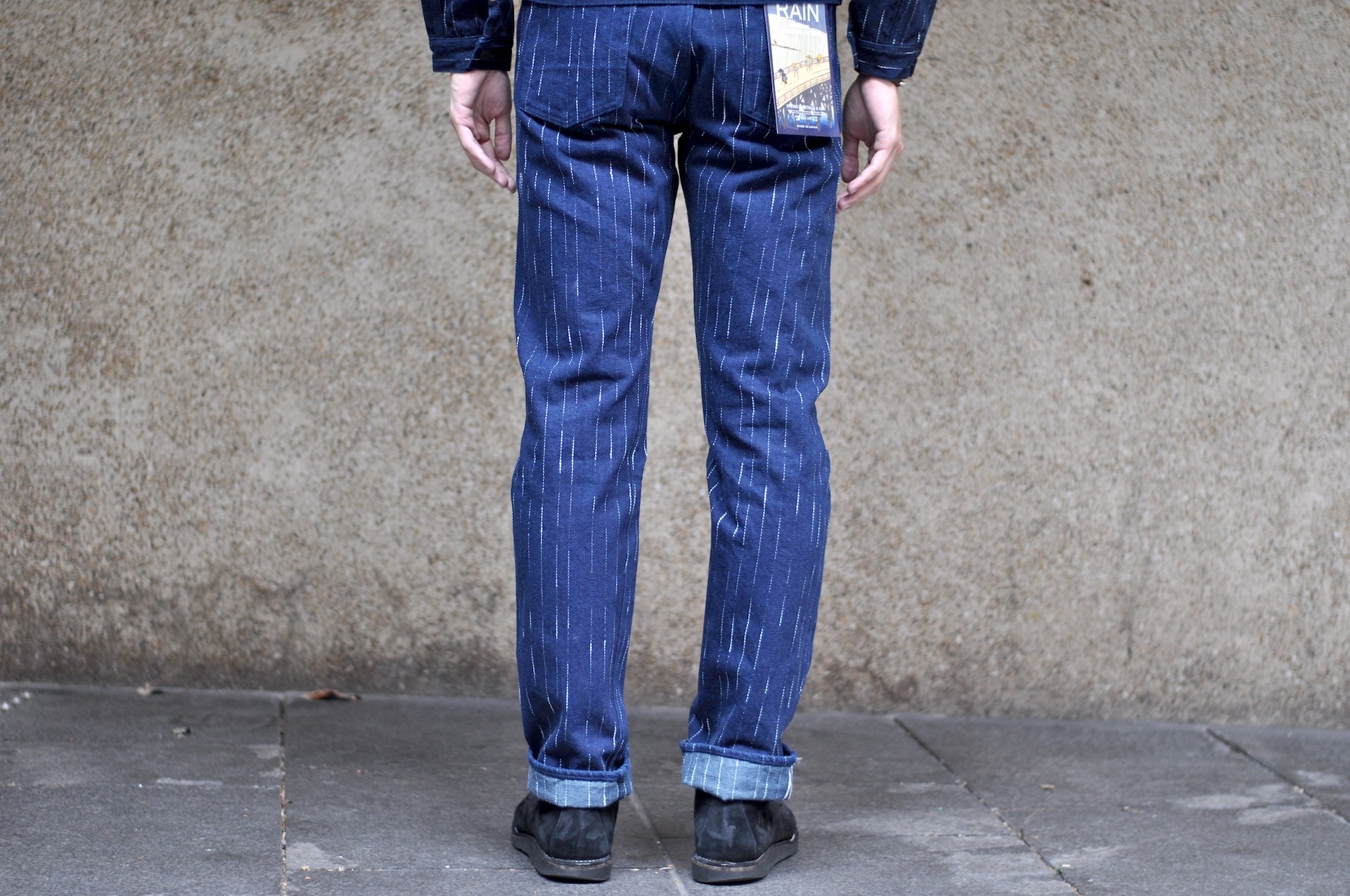 Studio D'Artisan 14oz Indigo Dyed "Rain Kasuri" Denim Trousers (Tapered fit)